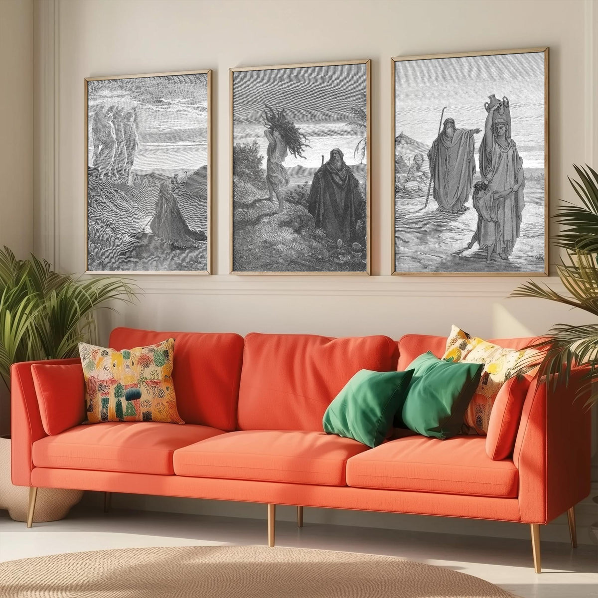 Gustave Dore Set of Three Art Prints - Abraham Three Angels Isaac Hagar - 3 Bible Engraving Posters - Wall Art Gift Giclee Drawing