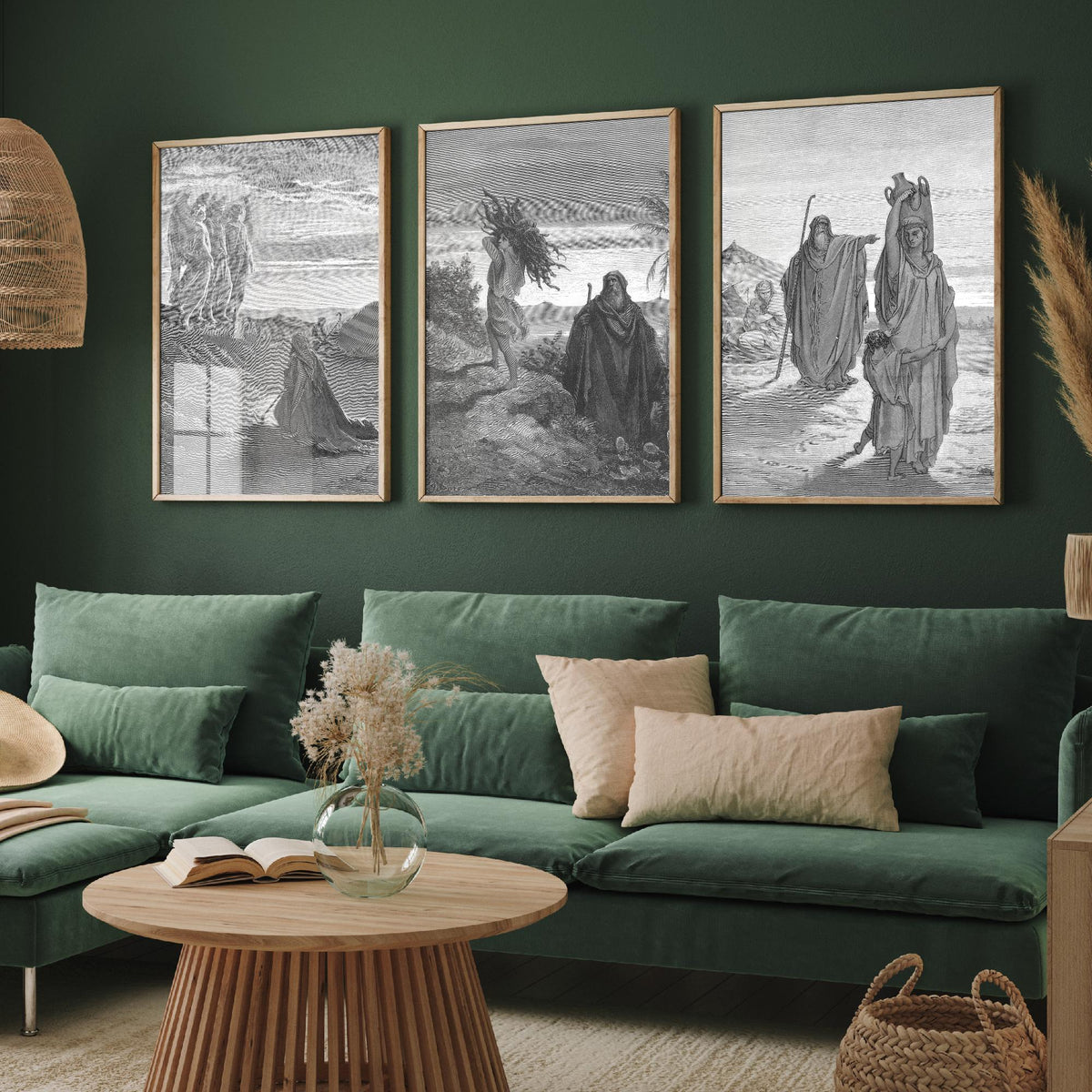 Gustave Dore Set of Three Art Prints - Abraham Three Angels Isaac Hagar - 3 Bible Engraving Posters - Wall Art Gift Giclee Drawing