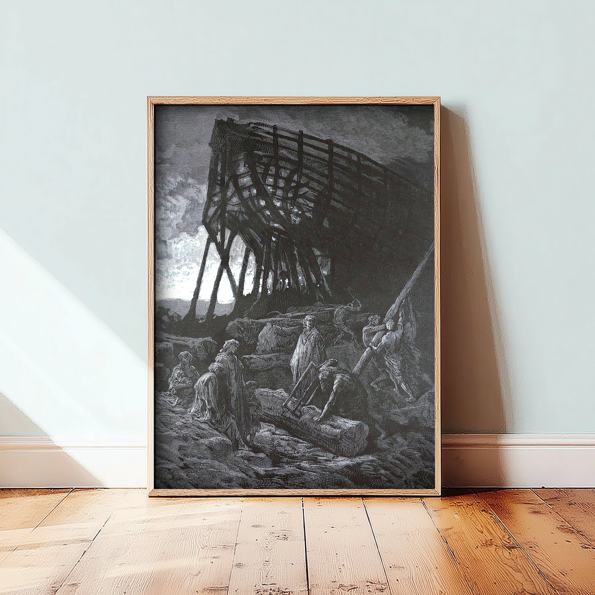 Gustave Dore - The Building of the Ark (1866) - Noah Bible Engraving Art Print Poster - Drawing 1/3