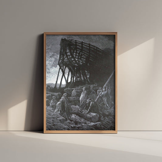 Gustave Dore - The Building of the Ark (1866) - Noah Bible Engraving Art Print Poster - Drawing 1/3