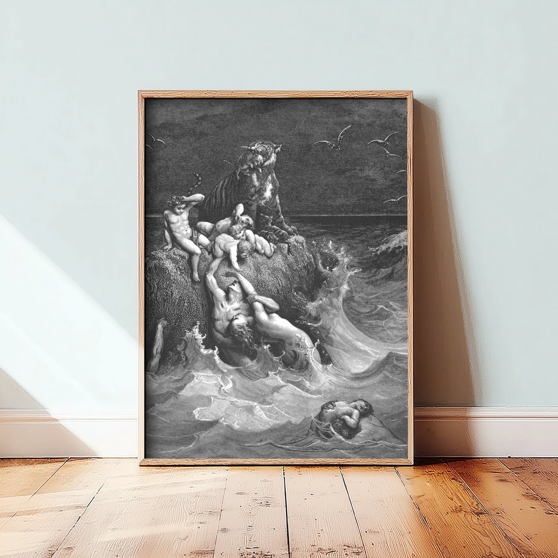 Gustave Dore - The Deluge, Noah's Flood (1866) - Bible Engraving Art Print Poster - Drawing 3/3