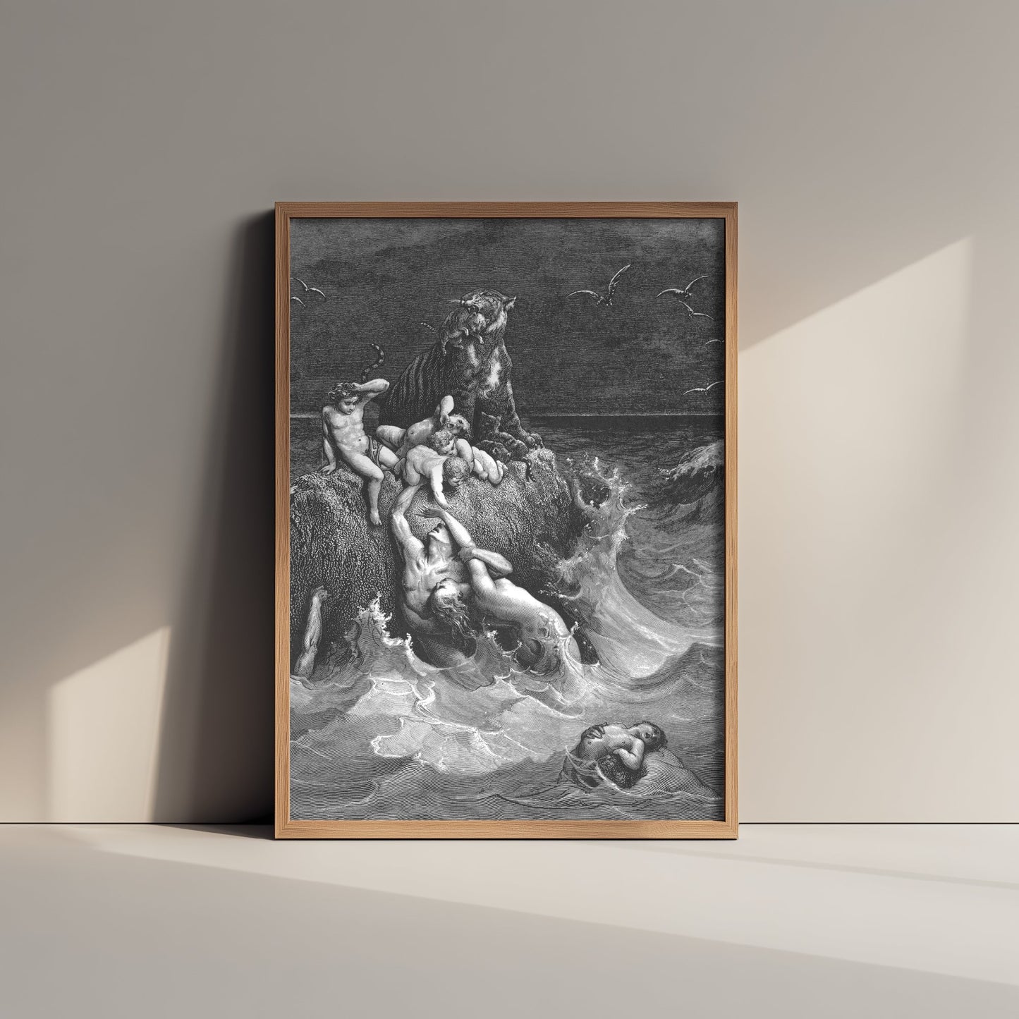 Gustave Dore - The Deluge, Noah's Flood (1866) - Bible Engraving Art Print Poster - Drawing 3/3