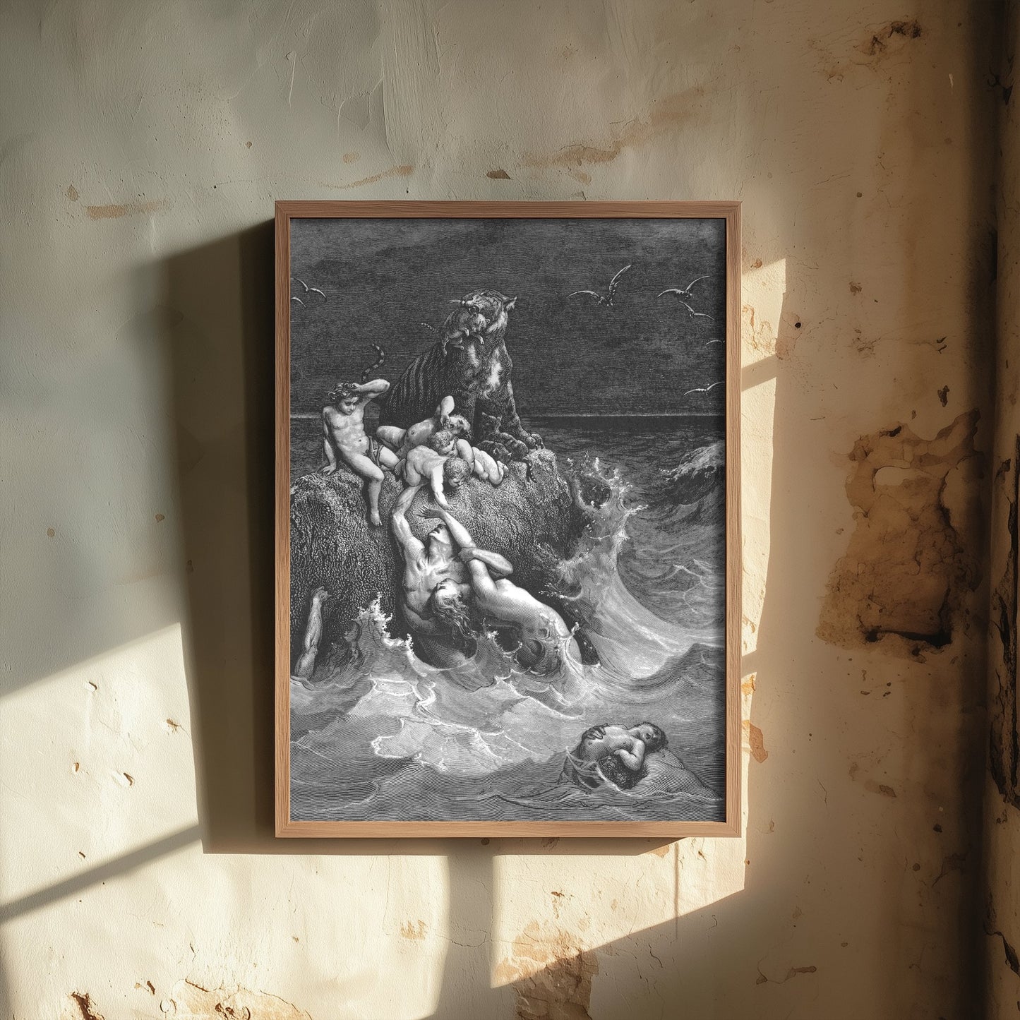 Gustave Dore - The Deluge, Noah's Flood (1866) - Bible Engraving Art Print Poster - Drawing 3/3