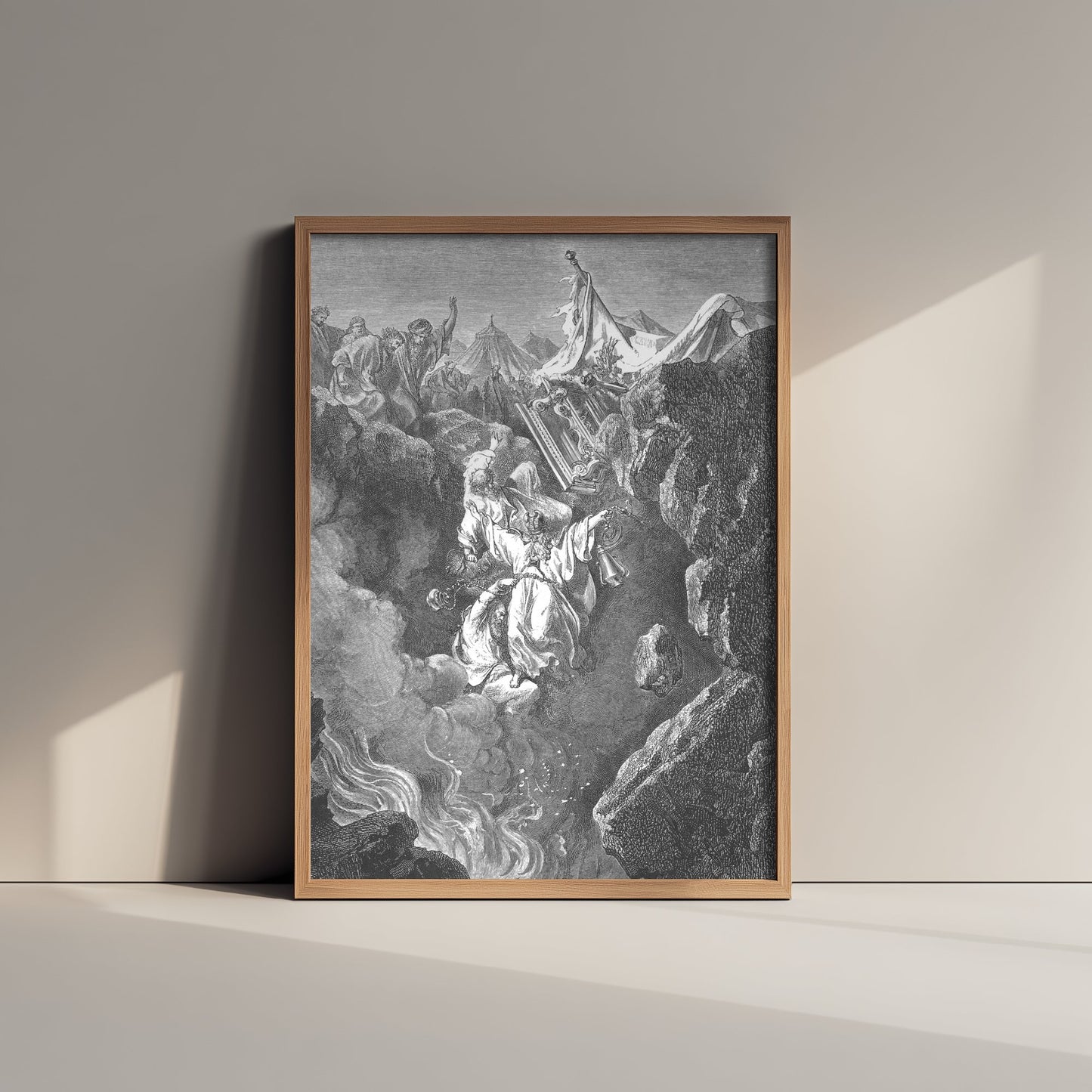 Gustave Dore - Korah Dathan and Abiram Destroyed (1866) - Bible Engraving Art Print Poster - Drawing 1/3