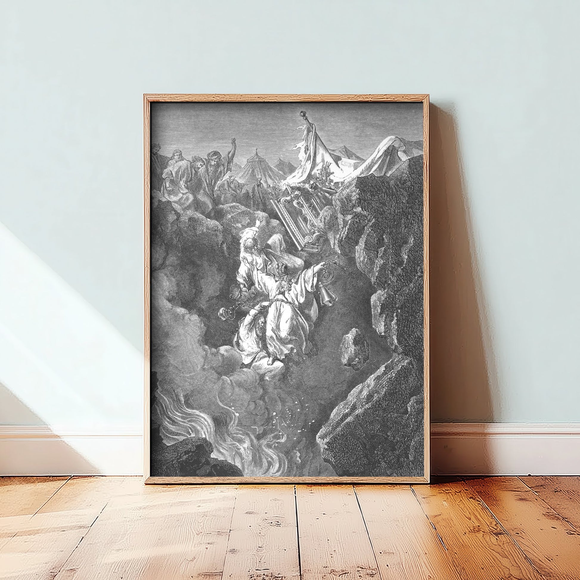 Gustave Dore - Korah Dathan and Abiram Destroyed (1866) - Bible Engraving Art Print Poster - Drawing 1/3