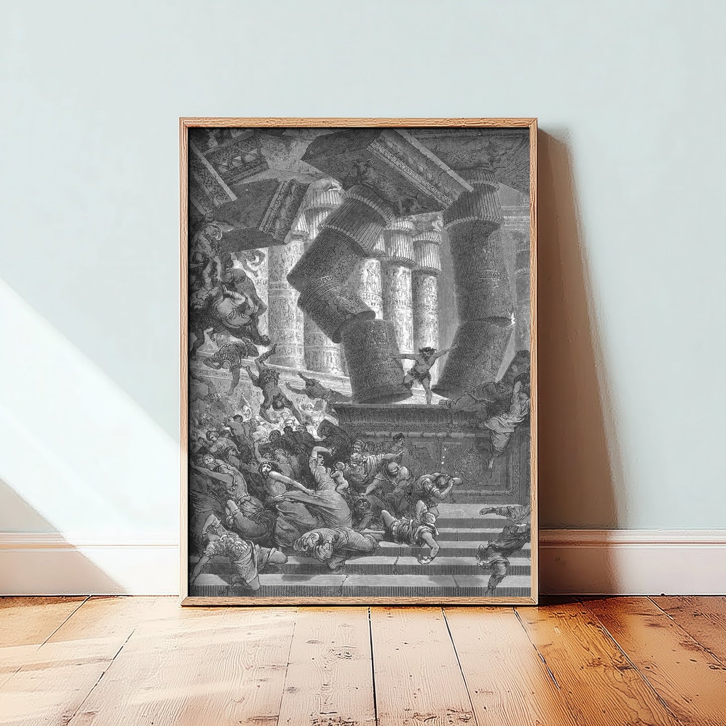 Gustave Dore - The Death of Samson (1866) - Bible Engraving Art Print Poster - Drawing 3/3