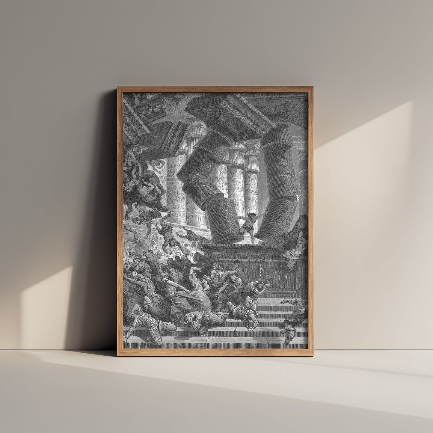 Gustave Dore - The Death of Samson (1866) - Bible Engraving Art Print Poster - Drawing 3/3