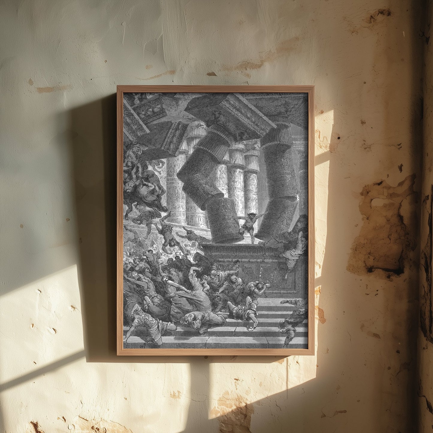 Gustave Dore - The Death of Samson (1866) - Bible Engraving Art Print Poster - Drawing 3/3