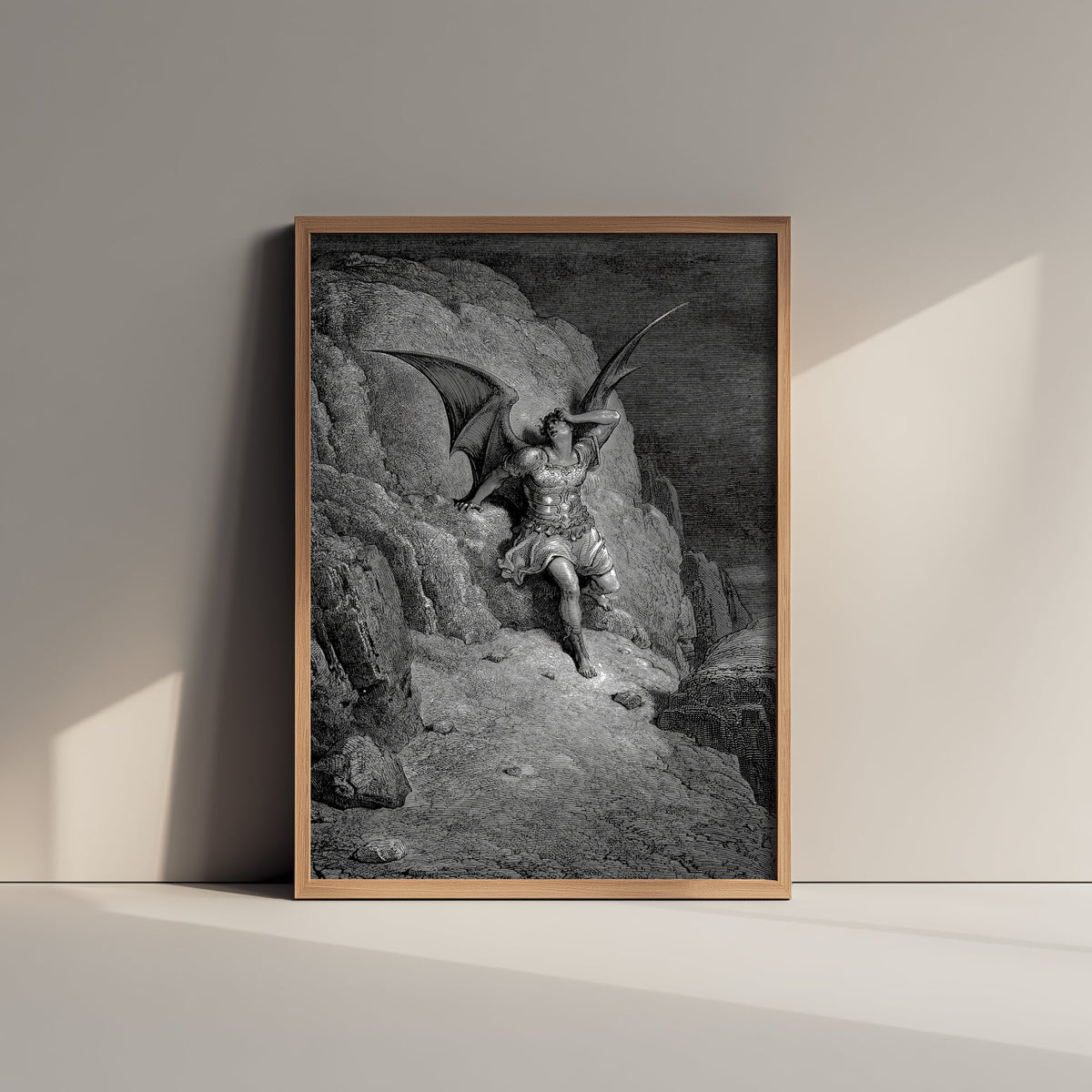 Gustave Dore - The Fall of Satan (1866) - Classic Drawing Art Print - Paradise Lost Poster - Gothic Engraving 1/3
