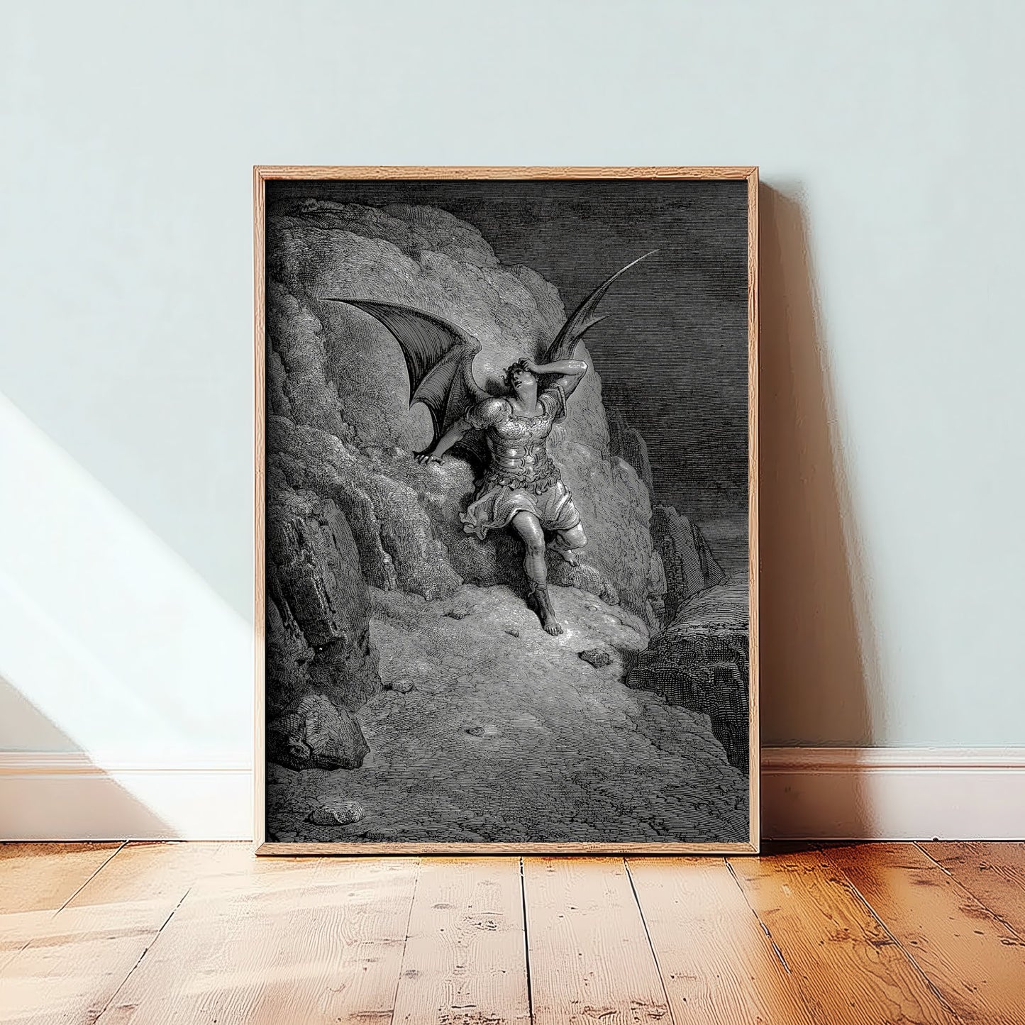 Gustave Dore - The Fall of Satan (1866) - Classic Drawing Art Print - Paradise Lost Poster - Gothic Engraving 1/3