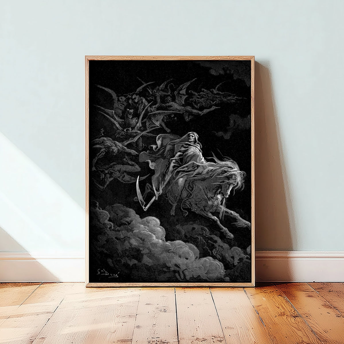Gustave Dore - Death on the Pale Horse (1865) - Classic Drawing Art Print - Apocalypse Poster - Gothic Engraving 2/3