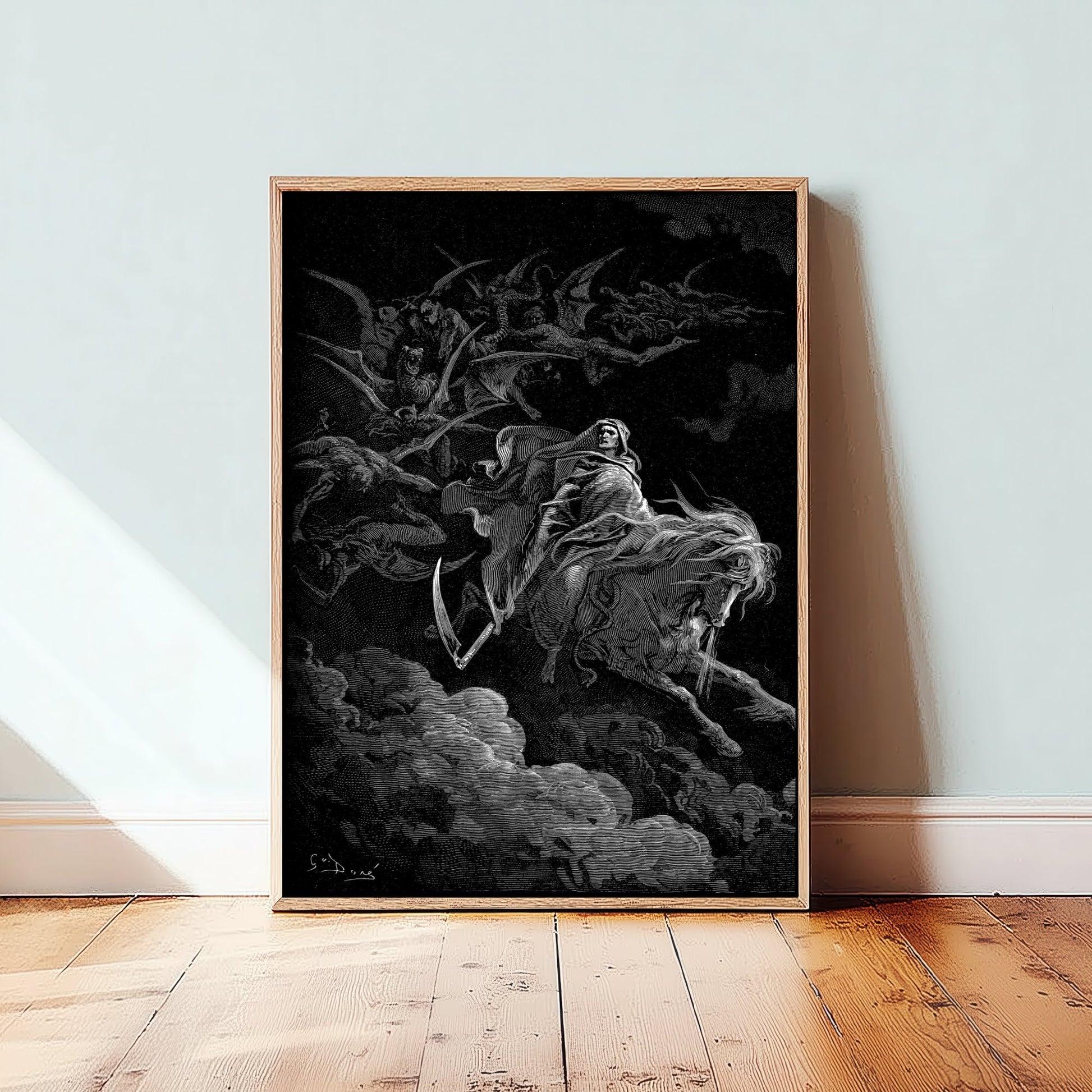 Gustave Dore - Death on the Pale Horse (1865) - Classic Drawing Art Print - Apocalypse Poster - Gothic Engraving 2/3