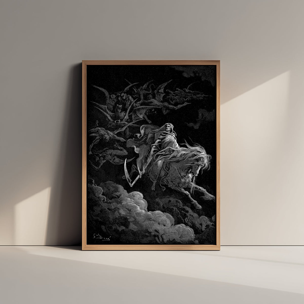 Gustave Dore - Death on the Pale Horse (1865) - Classic Drawing Art Print - Apocalypse Poster - Gothic Engraving 2/3