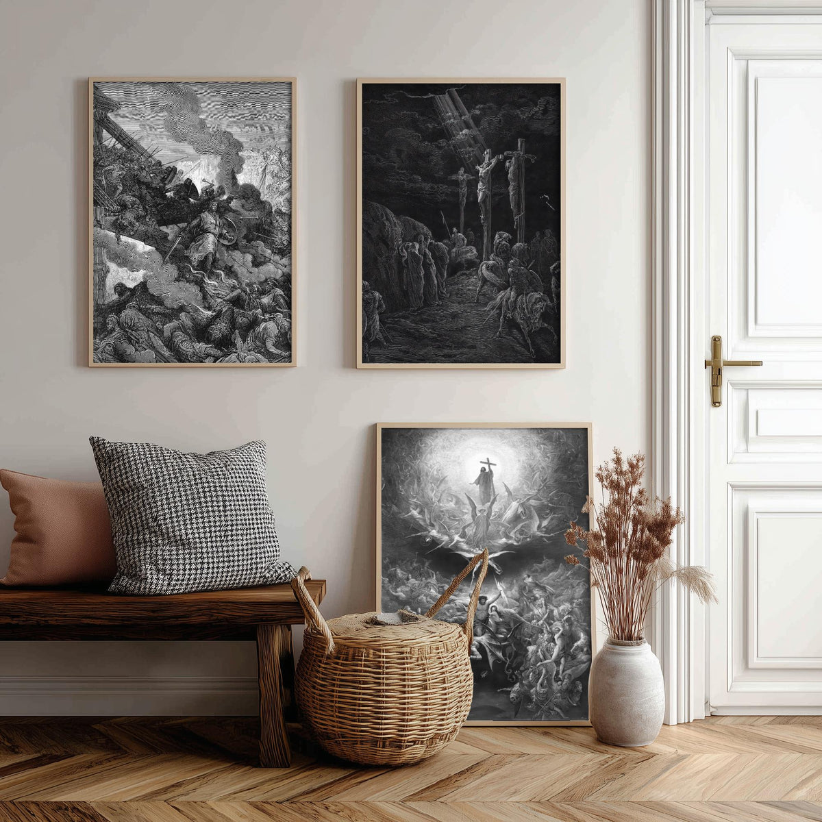 Gustave Dore Set of Three Art Prints - Crusades Crucifixion Christianity - 3 Engraving Posters - Religious Wall Art Gift Giclee Drawing