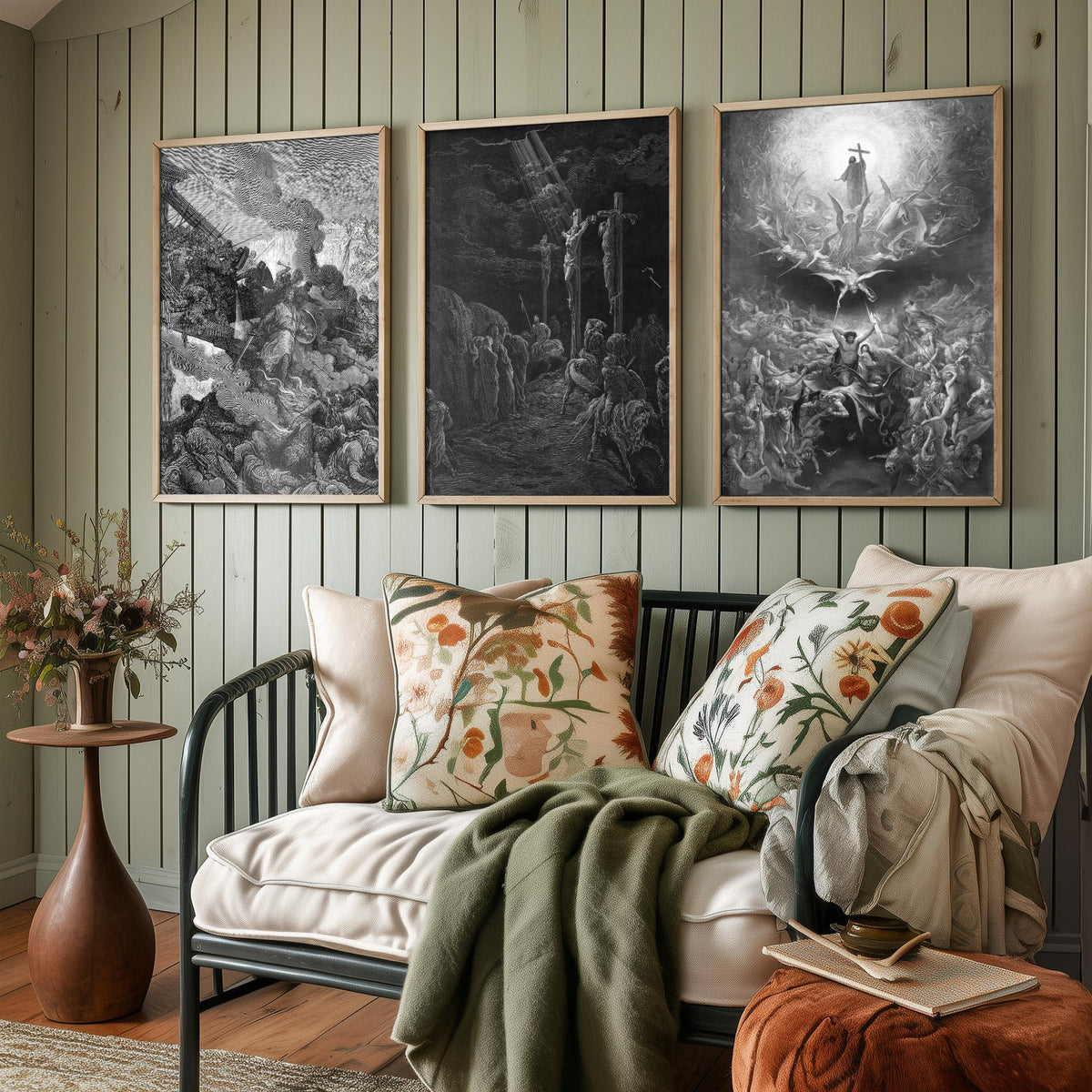 Gustave Dore Set of Three Art Prints - Crusades Crucifixion Christianity - 3 Engraving Posters - Religious Wall Art Gift Giclee Drawing
