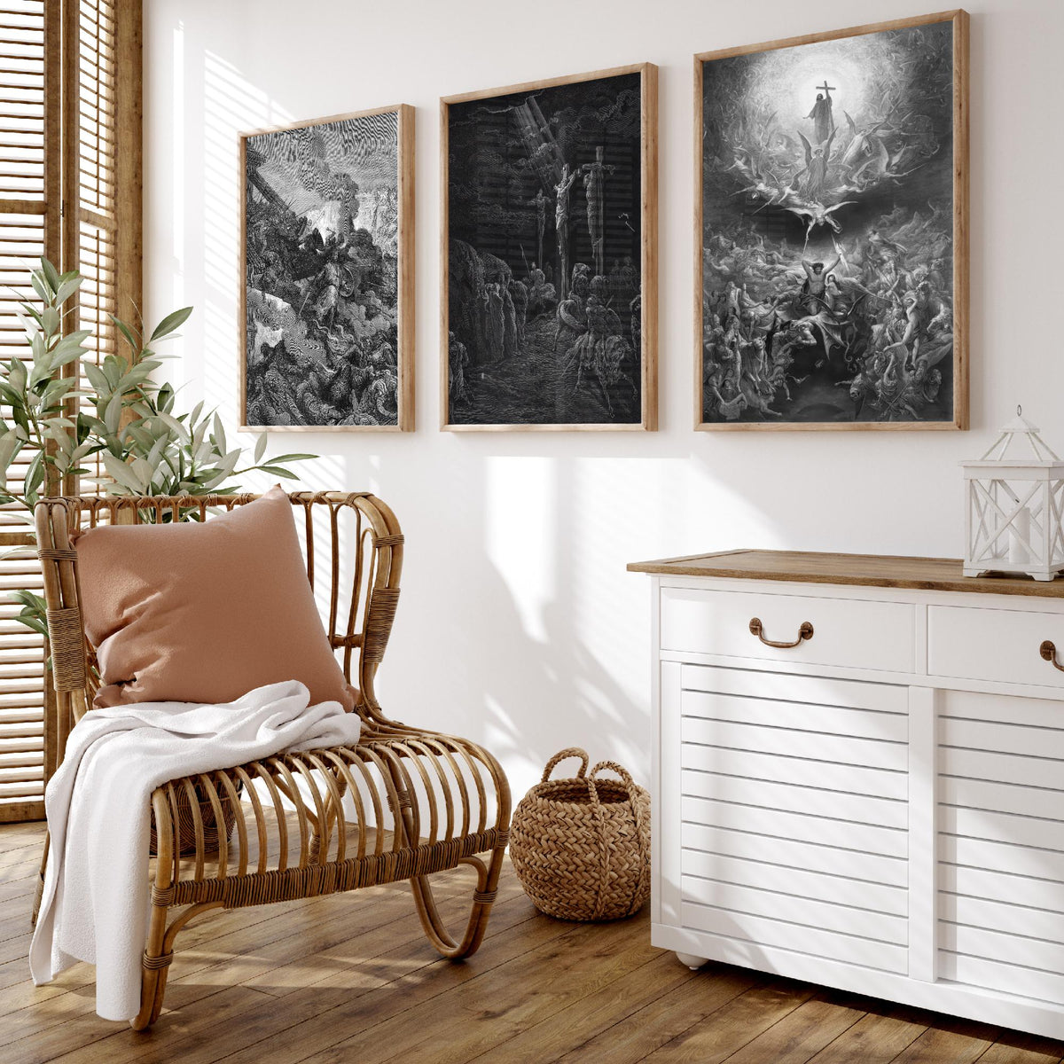 Gustave Dore Set of Three Art Prints - Crusades Crucifixion Christianity - 3 Engraving Posters - Religious Wall Art Gift Giclee Drawing