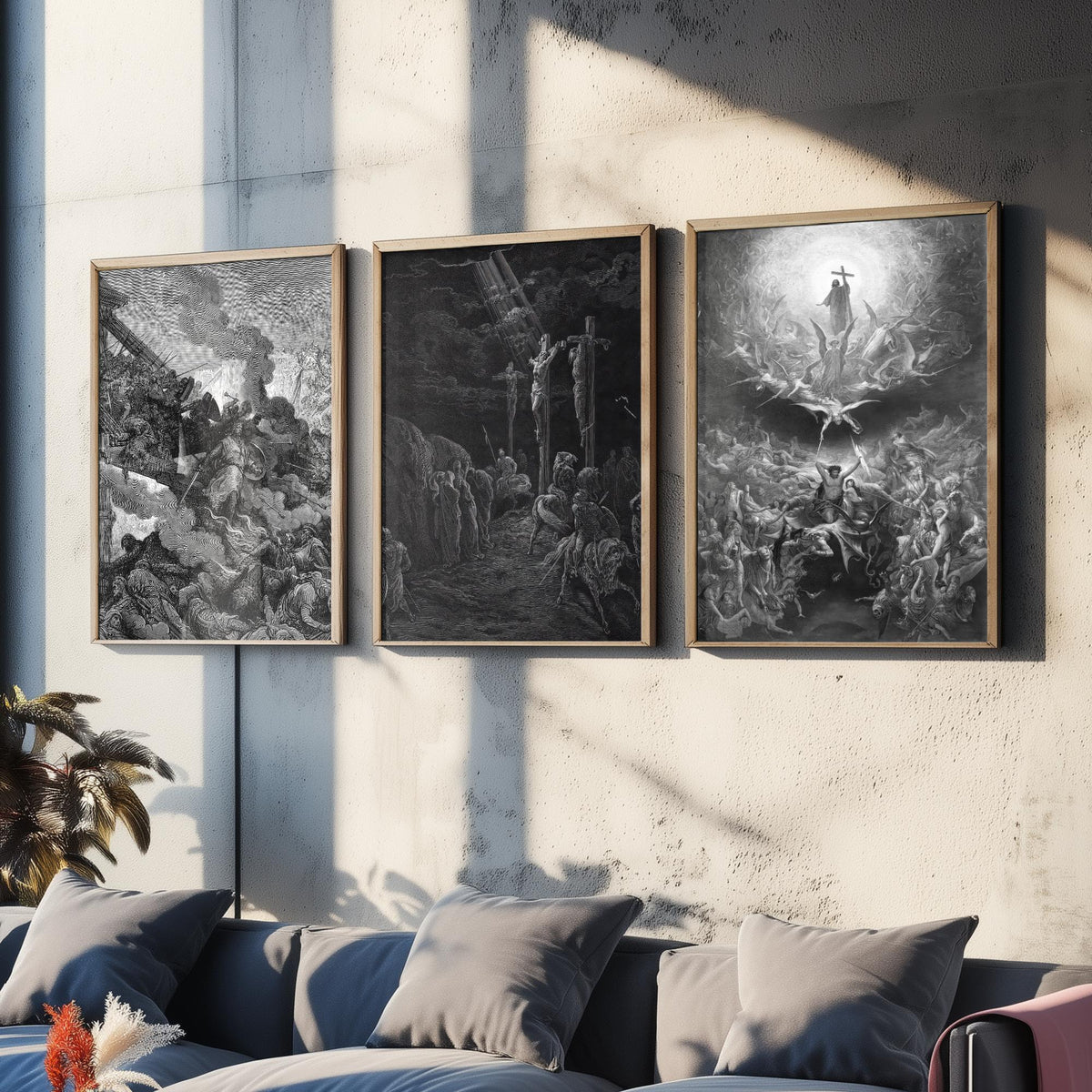 Gustave Dore Set of Three Art Prints - Crusades Crucifixion Christianity - 3 Engraving Posters - Religious Wall Art Gift Giclee Drawing