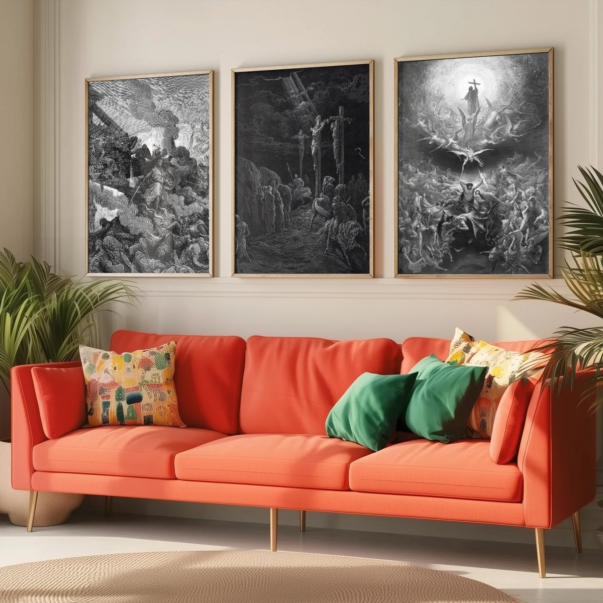 Gustave Dore Set of Three Art Prints - Crusades Crucifixion Christianity - 3 Engraving Posters - Religious Wall Art Gift Giclee Drawing