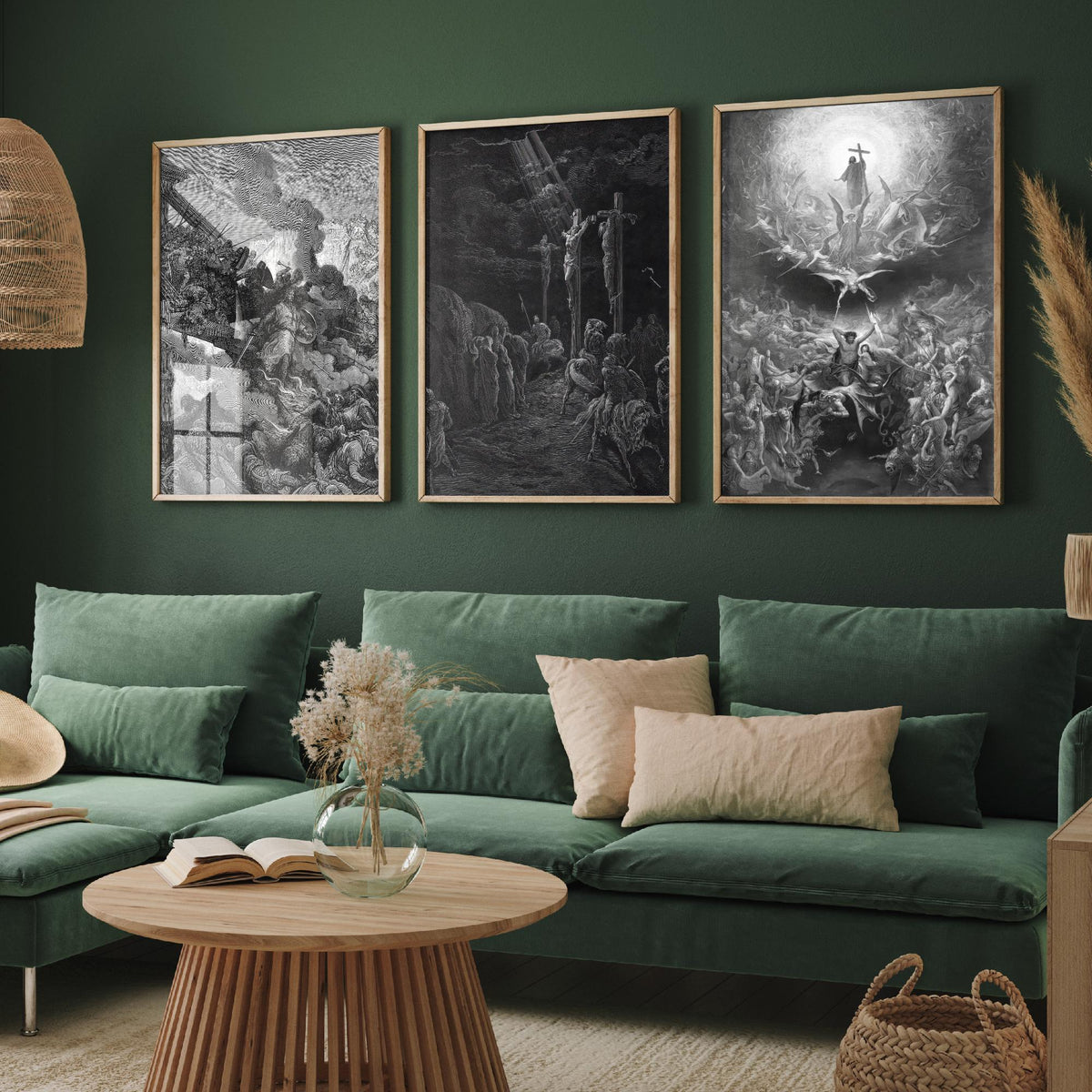 Gustave Dore Set of Three Art Prints - Crusades Crucifixion Christianity - 3 Engraving Posters - Religious Wall Art Gift Giclee Drawing