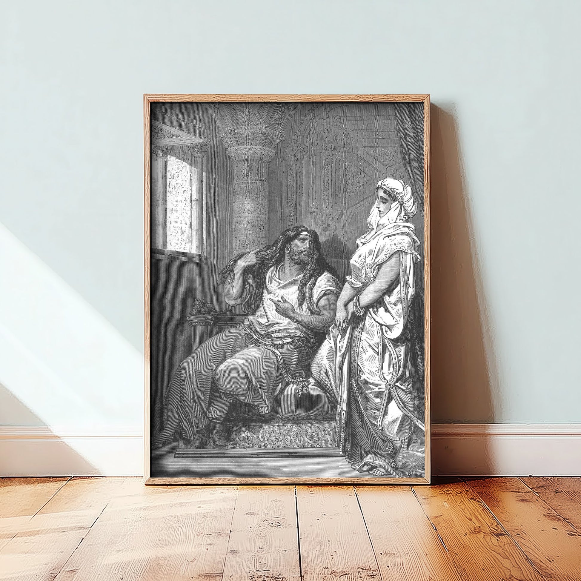Gustave Dore - Samson and Delilah (1866) - Bible Engraving Art Print Poster - Religious Drawing 2/3