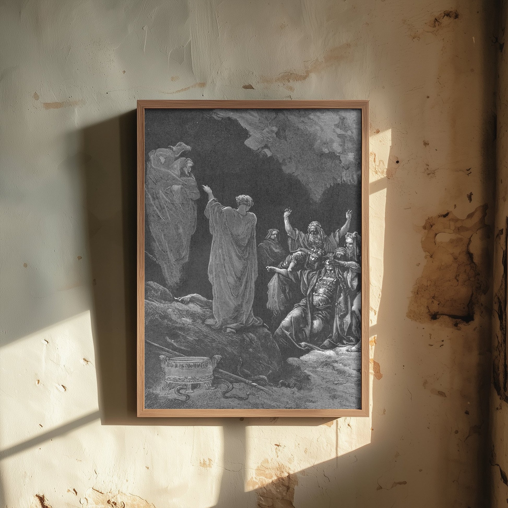 Gustave Dore - Saul and the Witch of Endor (1866) - Bible Engraving Art Print Poster - Drawing 1/3