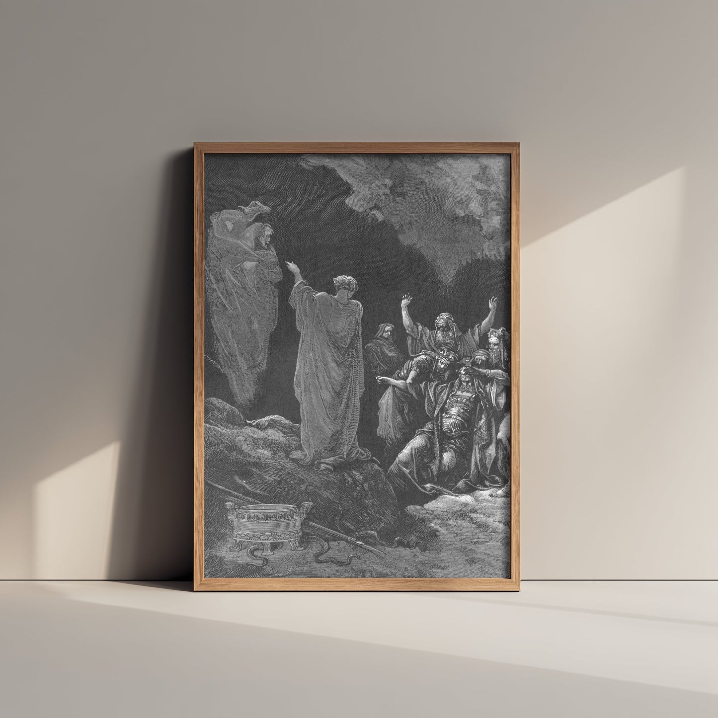 Gustave Dore - Saul and the Witch of Endor (1866) - Bible Engraving Art Print Poster - Drawing 1/3