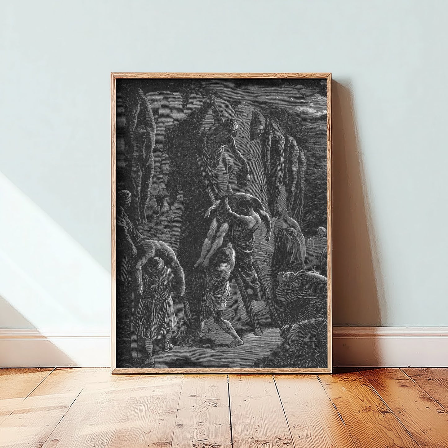 Gustave Dore - The Bodies of Saul and His Sons Recovered (1866) - Bible Engraving Art Print Poster - Drawing 2/3