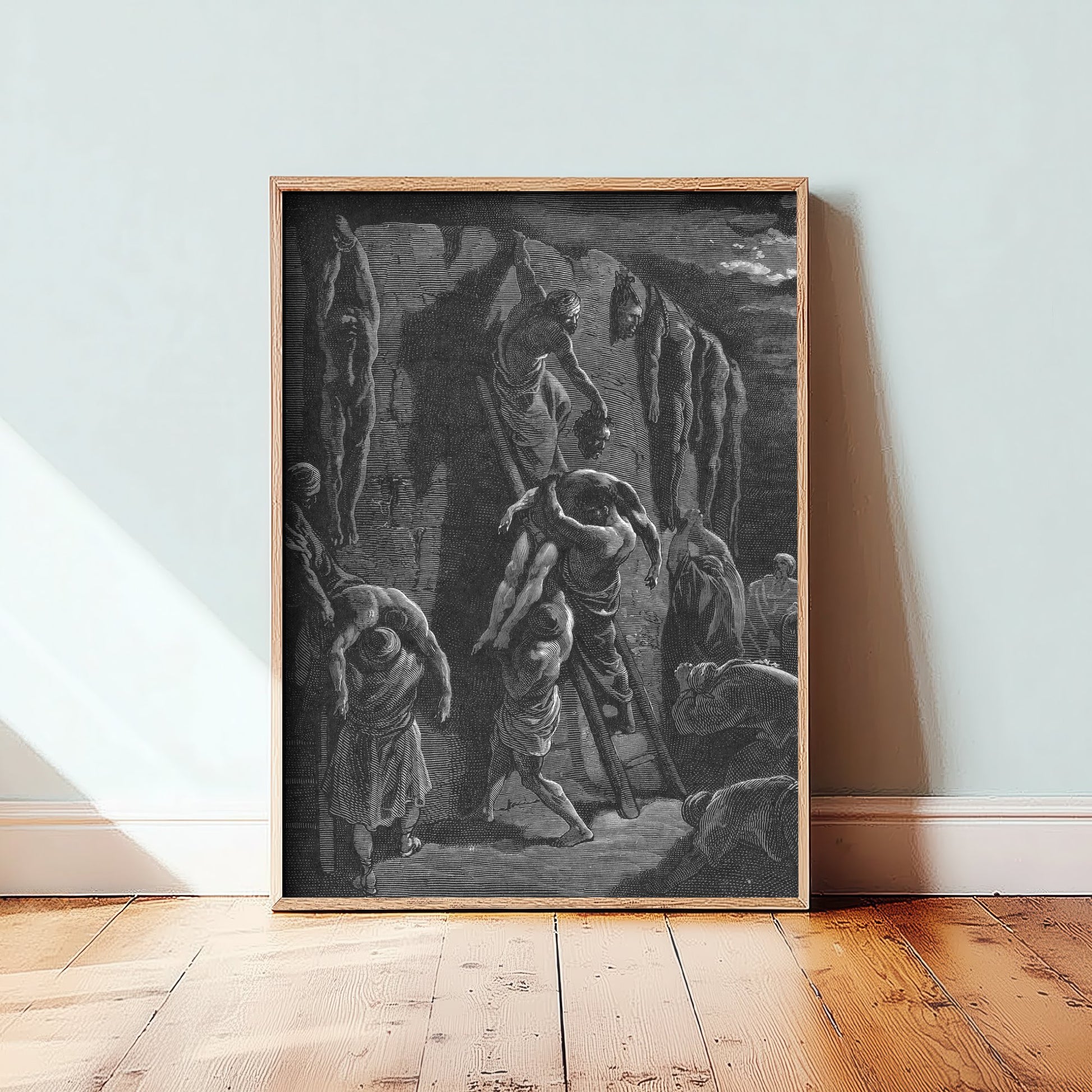 Gustave Dore - The Bodies of Saul and His Sons Recovered (1866) - Bible Engraving Art Print Poster - Drawing 2/3