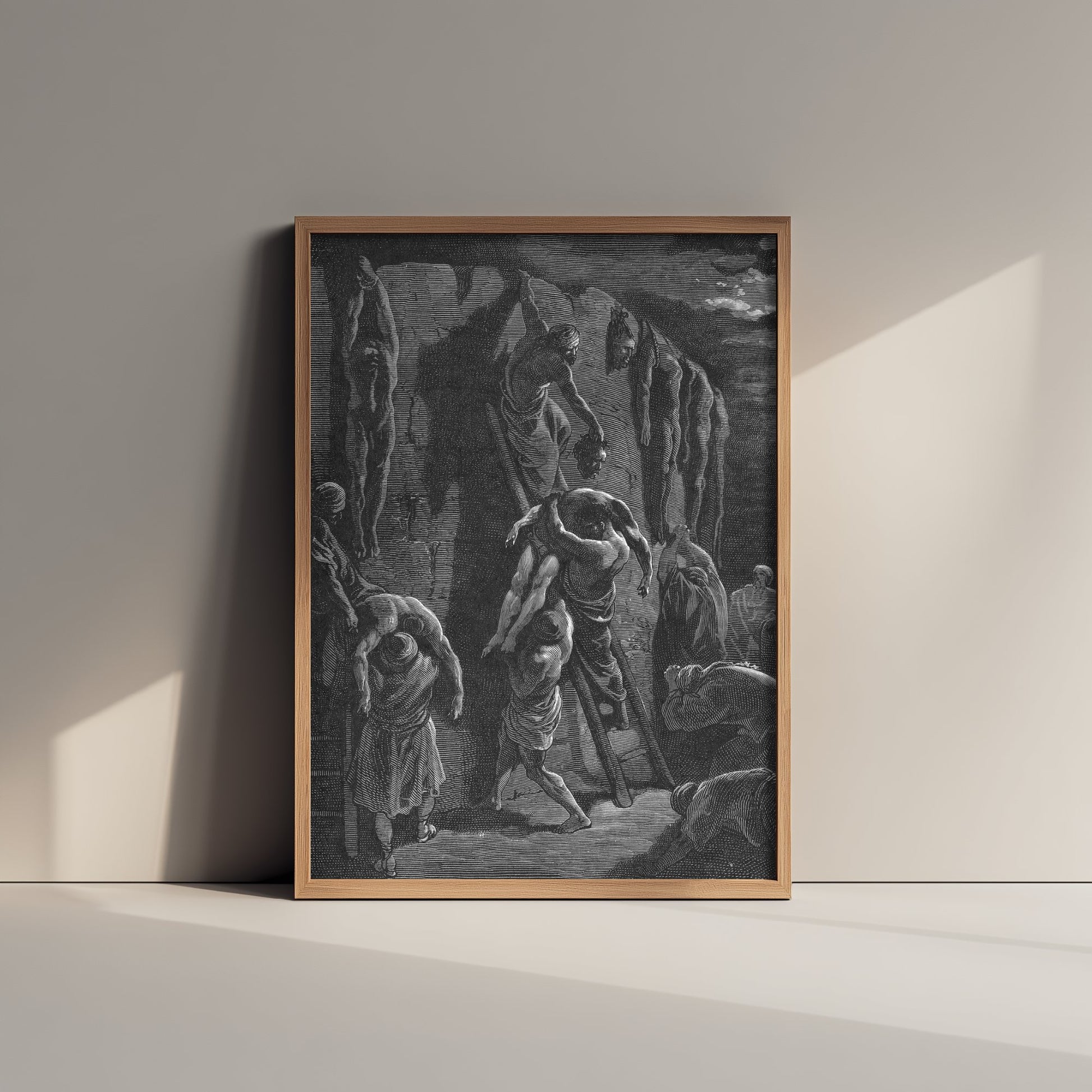 Gustave Dore - The Bodies of Saul and His Sons Recovered (1866) - Bible Engraving Art Print Poster - Drawing 2/3