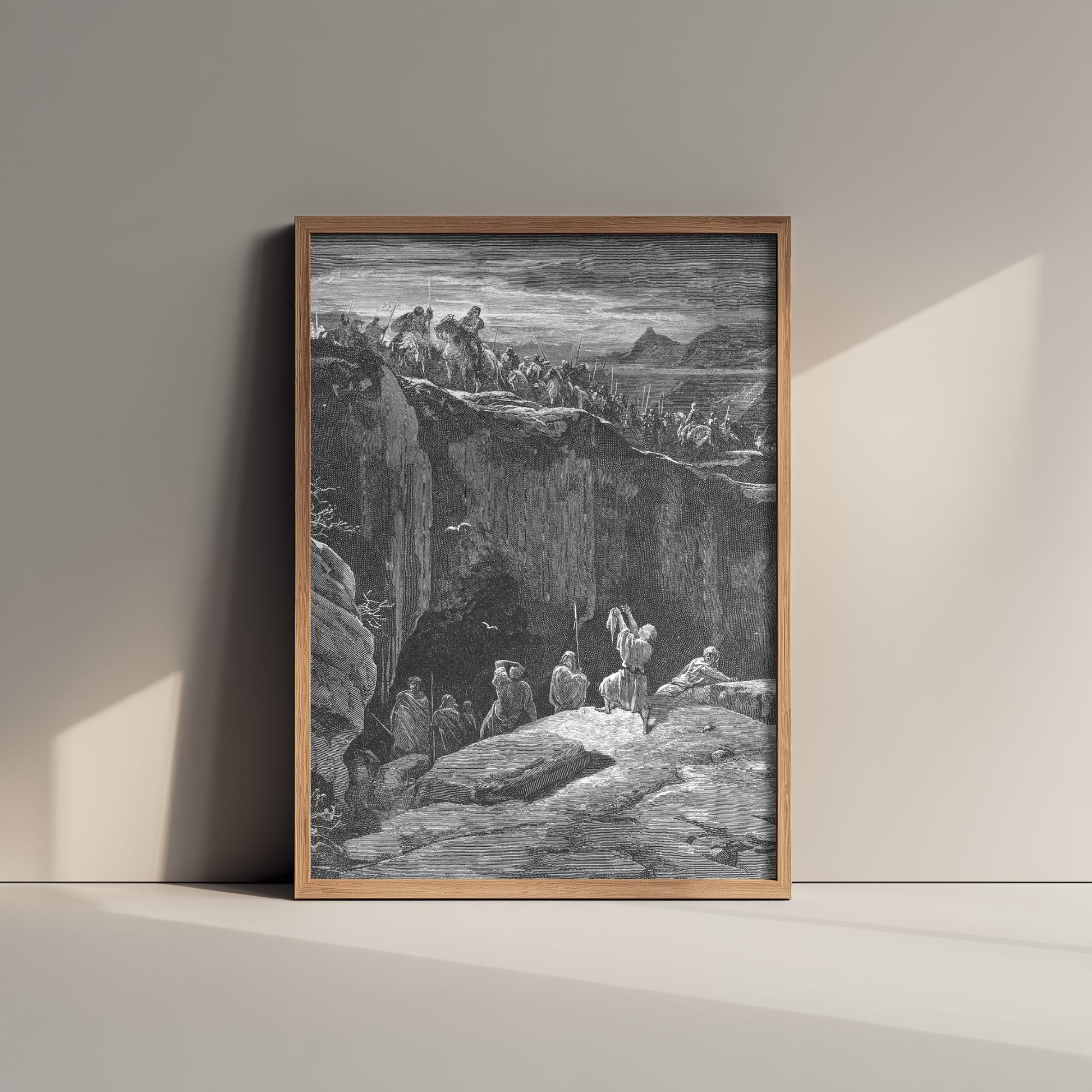 Gustave Dore - David Spares the Life of Saul (1866) - Bible Engraving Art Print Poster - Drawing 3/3