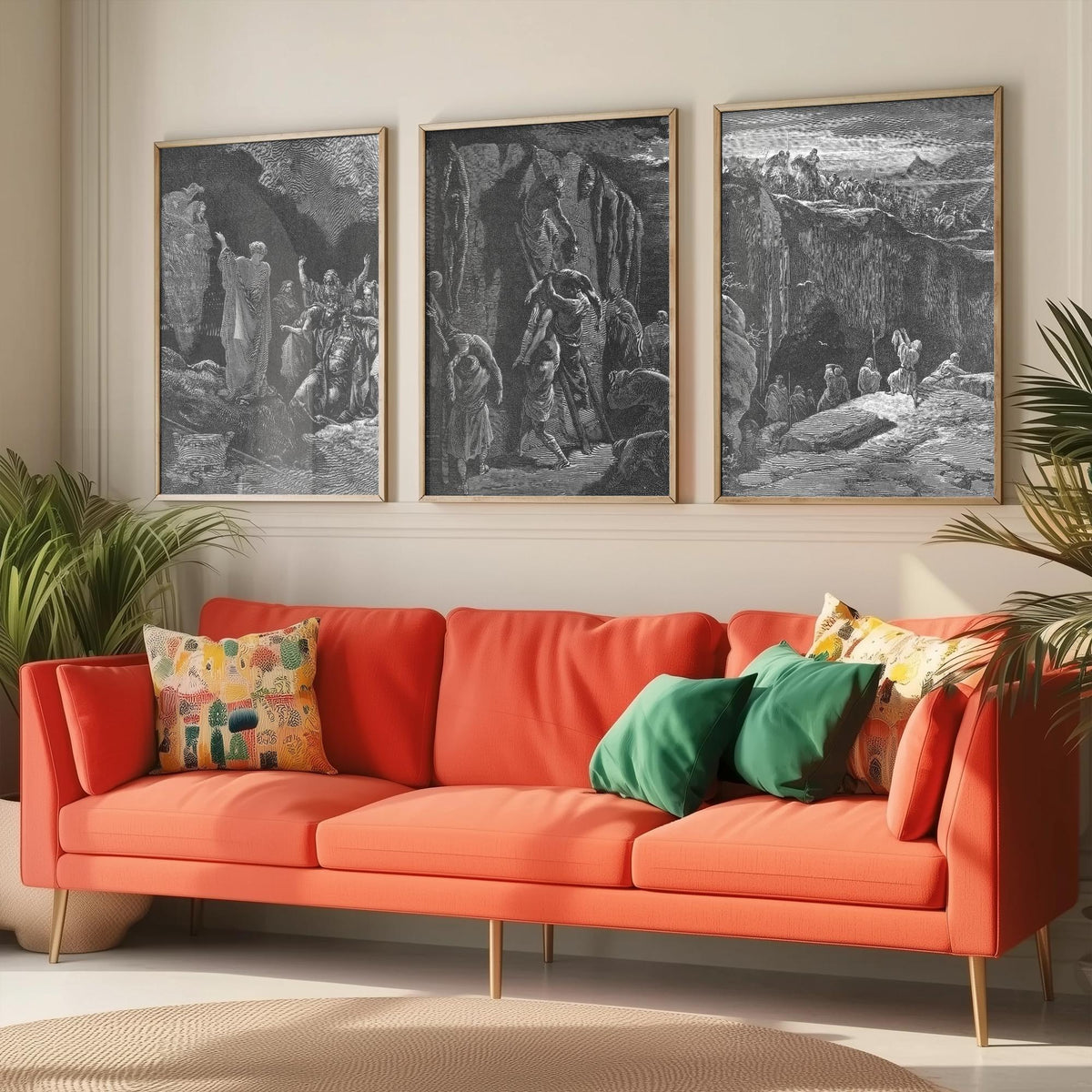Gustave Dore Set of Three Art Prints - Saul Witch of Endor David - 3 Bible Engraving Posters - Wall Art Gift Giclee Drawing Story