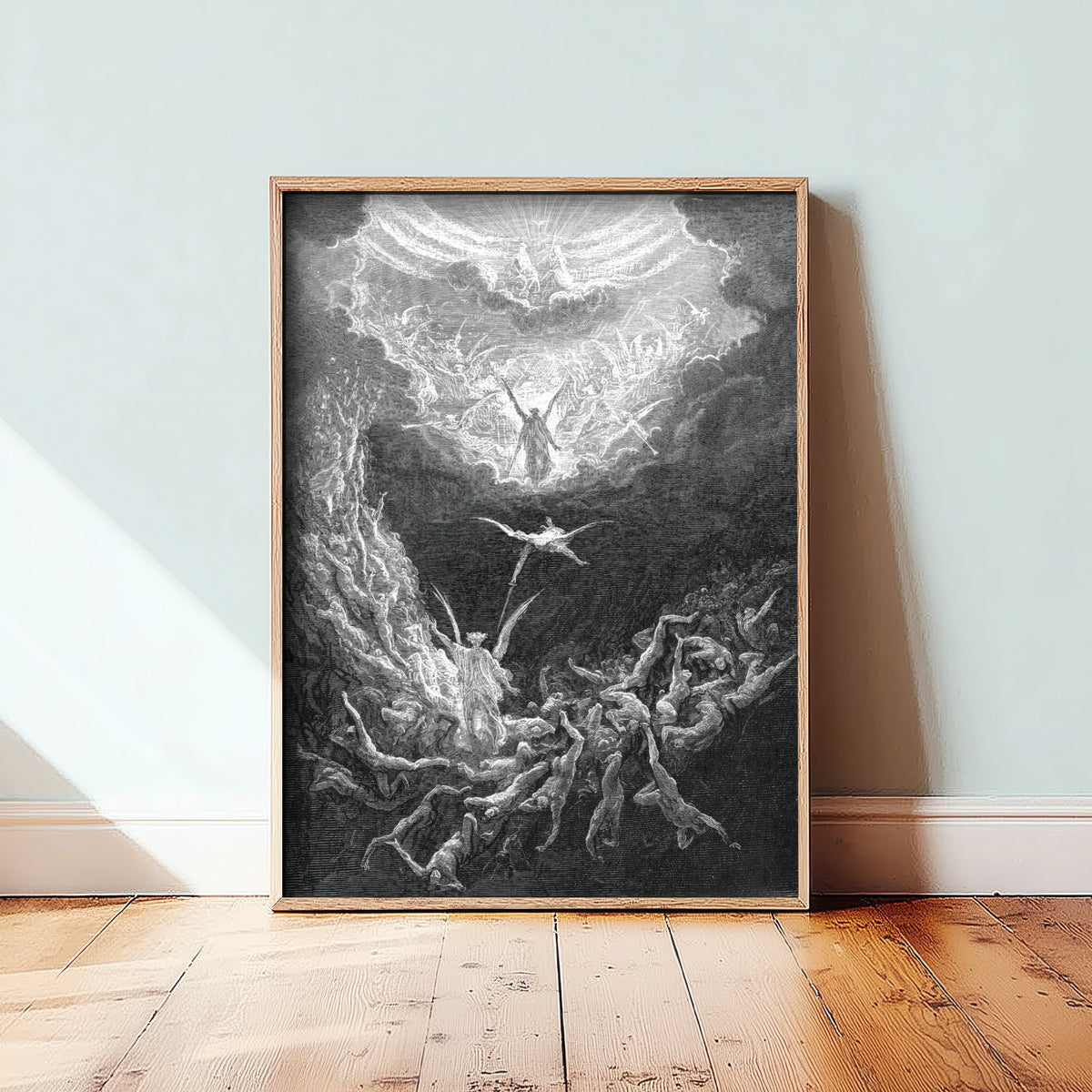The Last Judgement Art Print - Gustave Dore 1866 Bible Engraving Poster - Angels and Falling Souls Woodcut