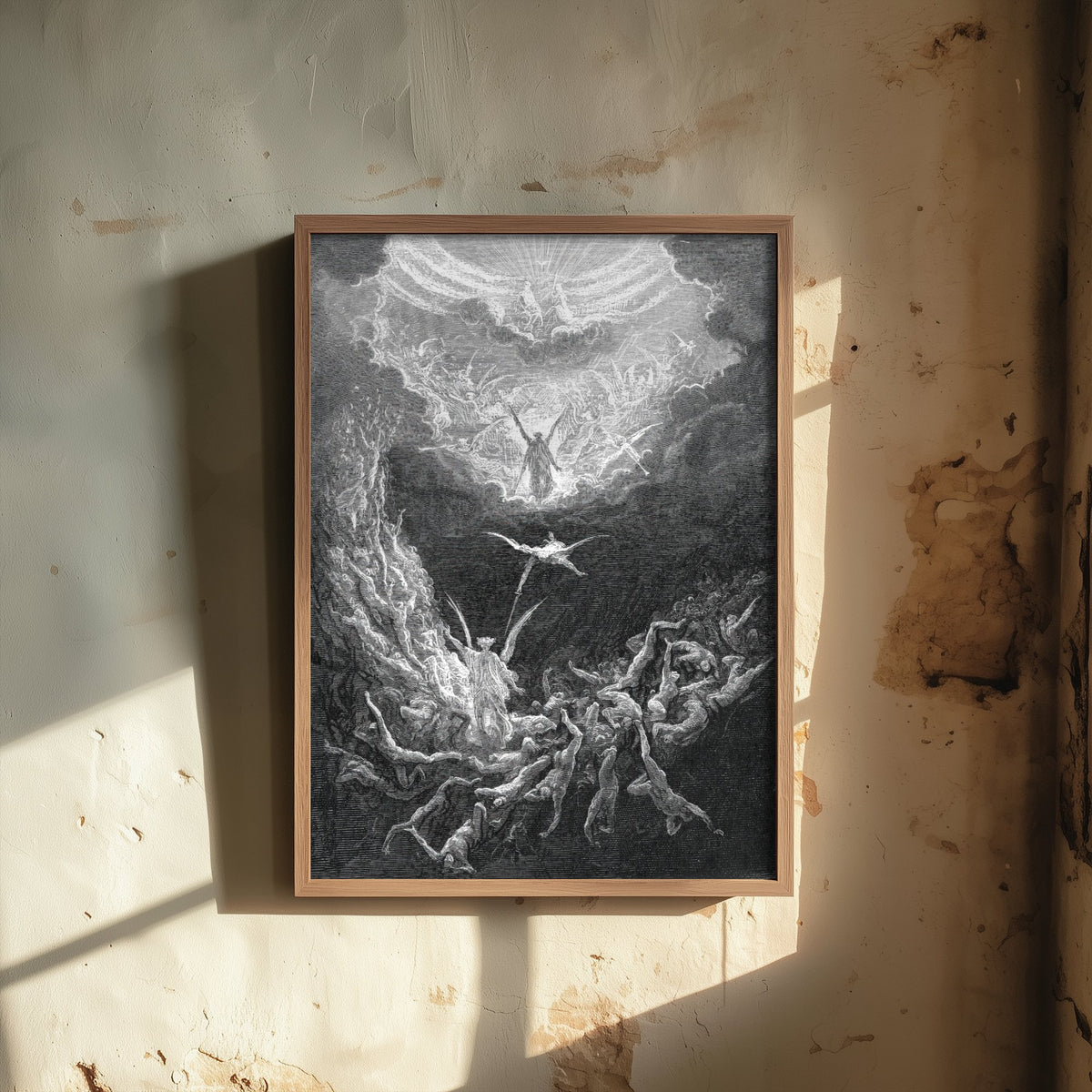 The Last Judgement Art Print - Gustave Dore 1866 Bible Engraving Poster - Angels and Falling Souls Woodcut