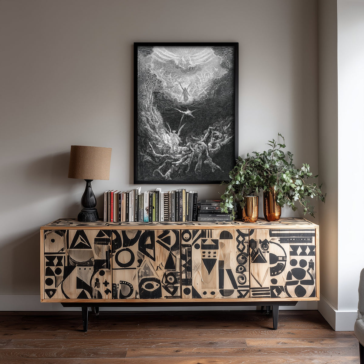 The Last Judgement Art Print - Gustave Dore 1866 Bible Engraving Poster - Angels and Falling Souls Woodcut
