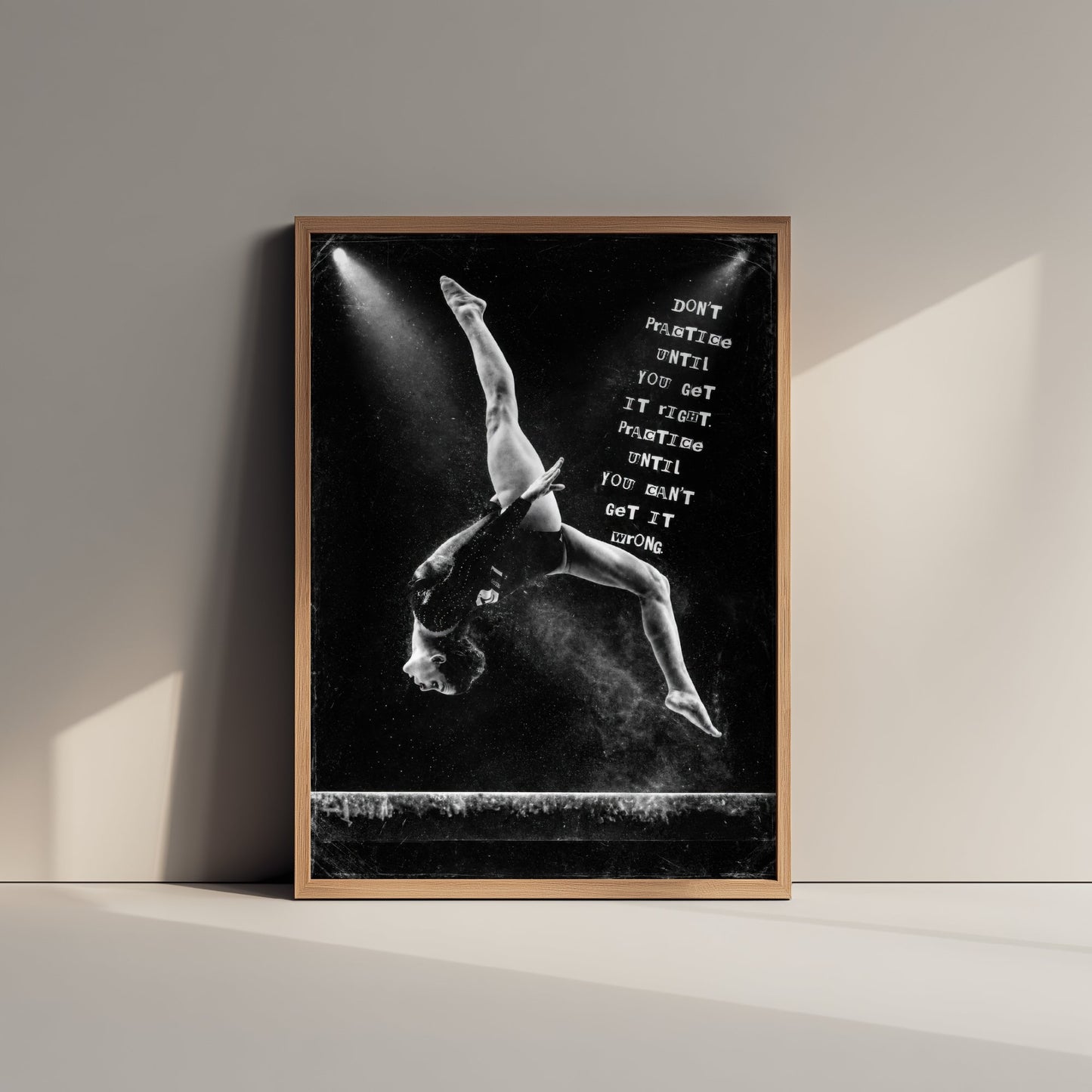 Gymnastics Motivational Poster - "Practice Until You Cant Get It Wrong" - Photo Art Print - Gymnast Gift 1/3