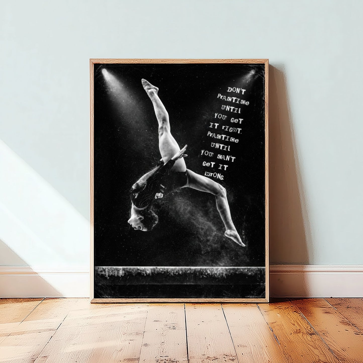 Gymnastics Motivational Poster - "Practice Until You Cant Get It Wrong" - Photo Art Print - Gymnast Gift 1/3