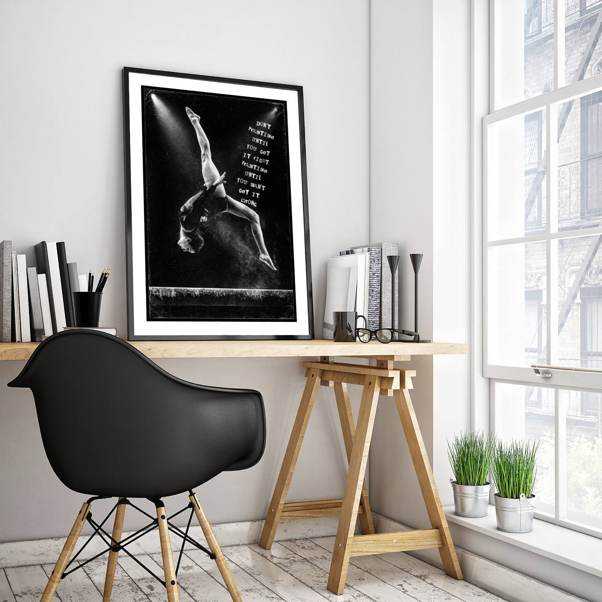 Gymnastics Motivational Poster - "Practice Until You Cant Get It Wrong" - Photo Art Print - Gymnast Gift 1/3