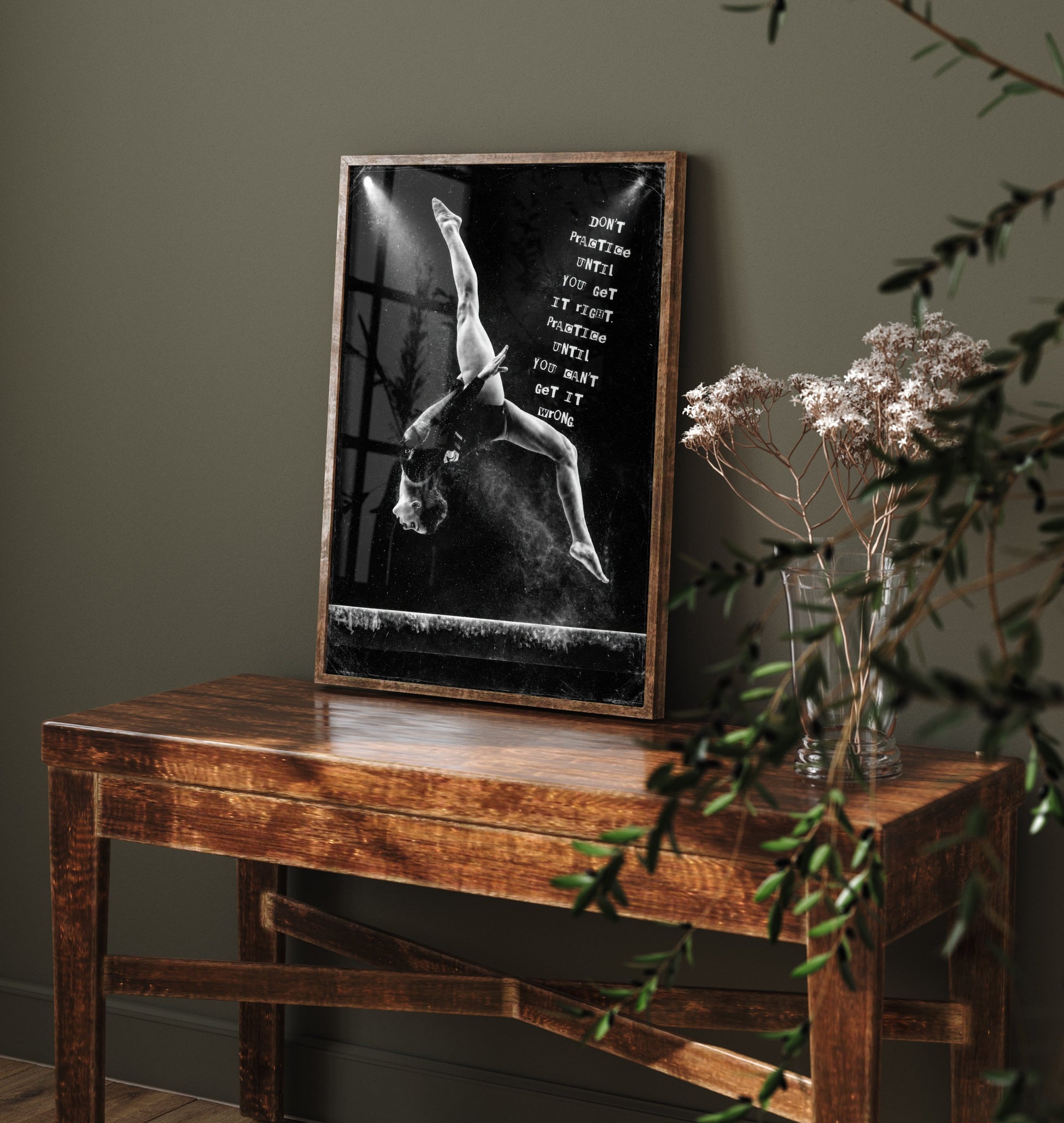 Gymnastics Motivational Poster - "Practice Until You Cant Get It Wrong" - Photo Art Print - Gymnast Gift 1/3