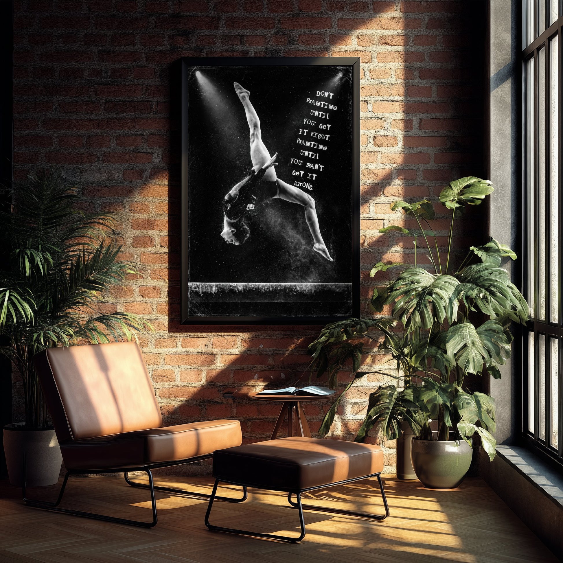 Gymnastics Motivational Poster - "Practice Until You Cant Get It Wrong" - Photo Art Print - Gymnast Gift 1/3