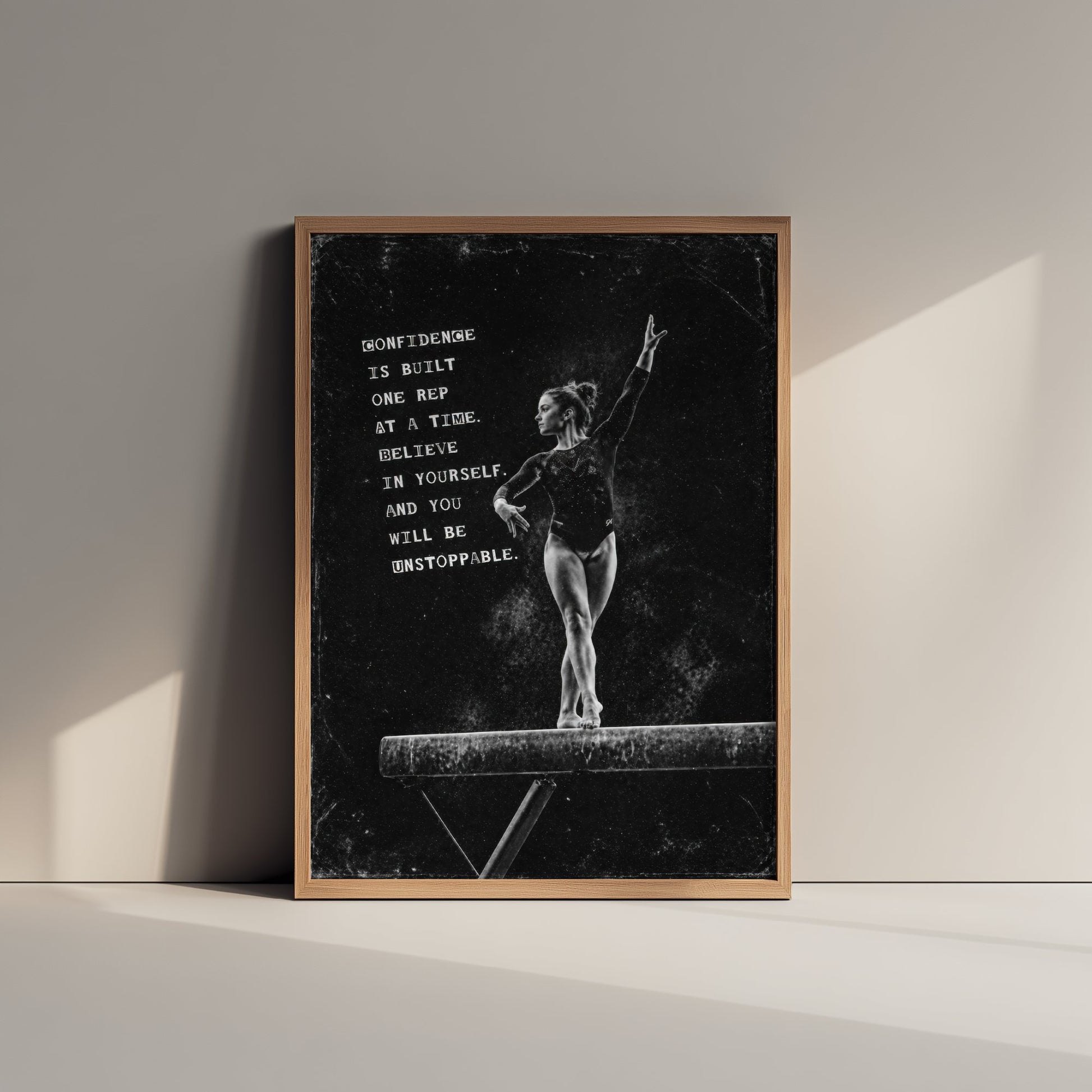 Gymnastics Motivational Poster - "Confidence Is Built One Rep At A Time" - Photo Art Print - Gymnast Gift 2/3