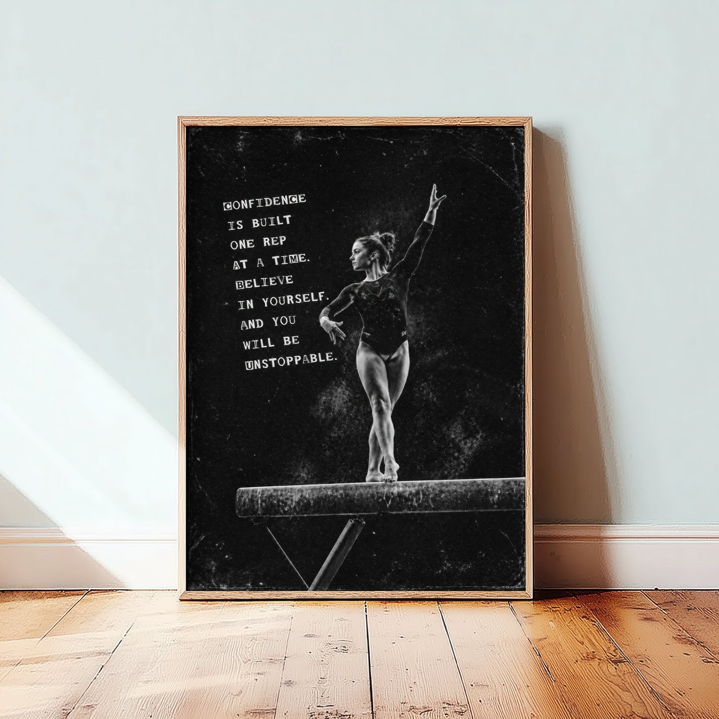 Gymnastics Motivational Poster - "Confidence Is Built One Rep At A Time" - Photo Art Print - Gymnast Gift 2/3