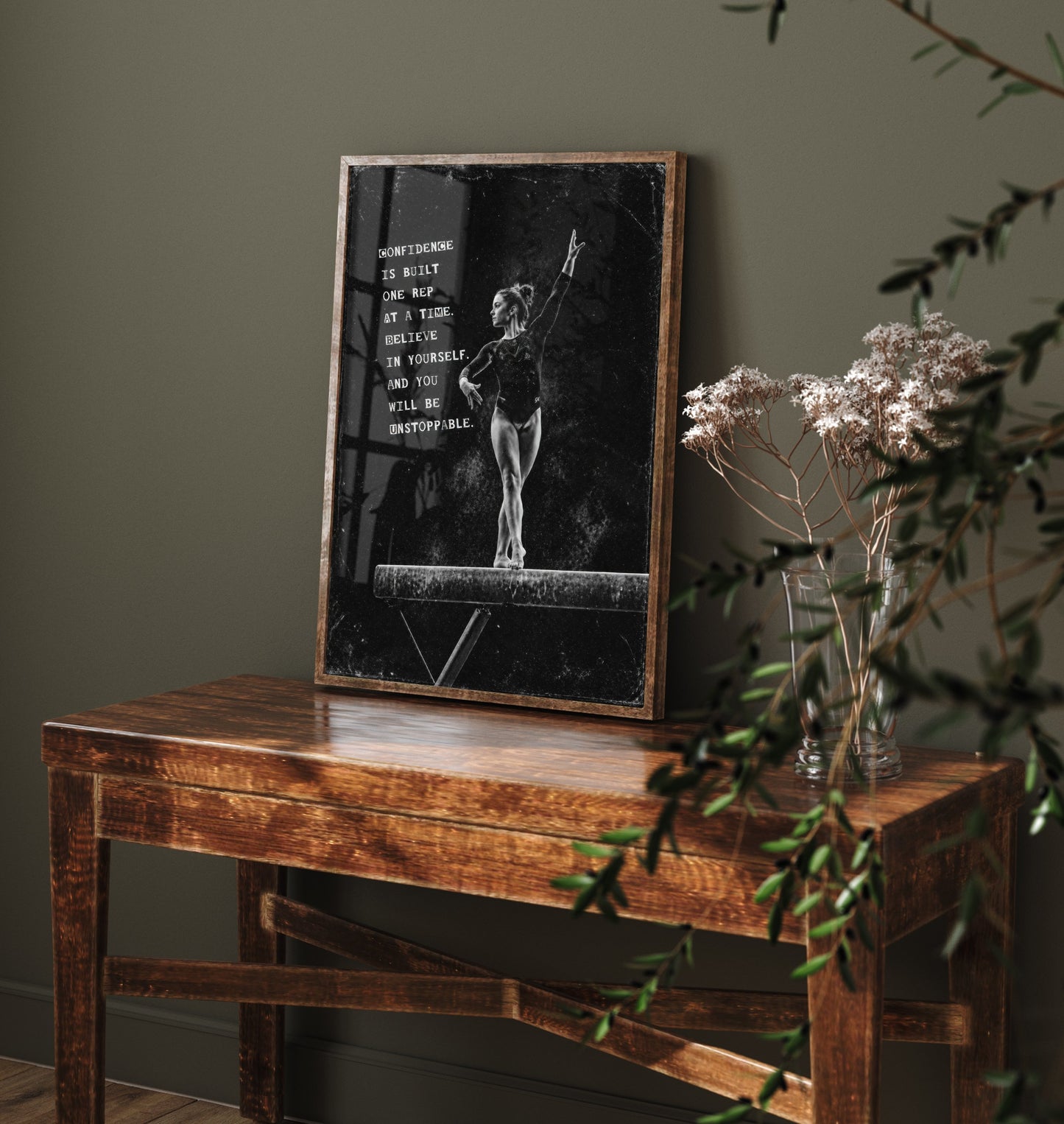 Gymnastics Motivational Poster - "Confidence Is Built One Rep At A Time" - Photo Art Print - Gymnast Gift 2/3