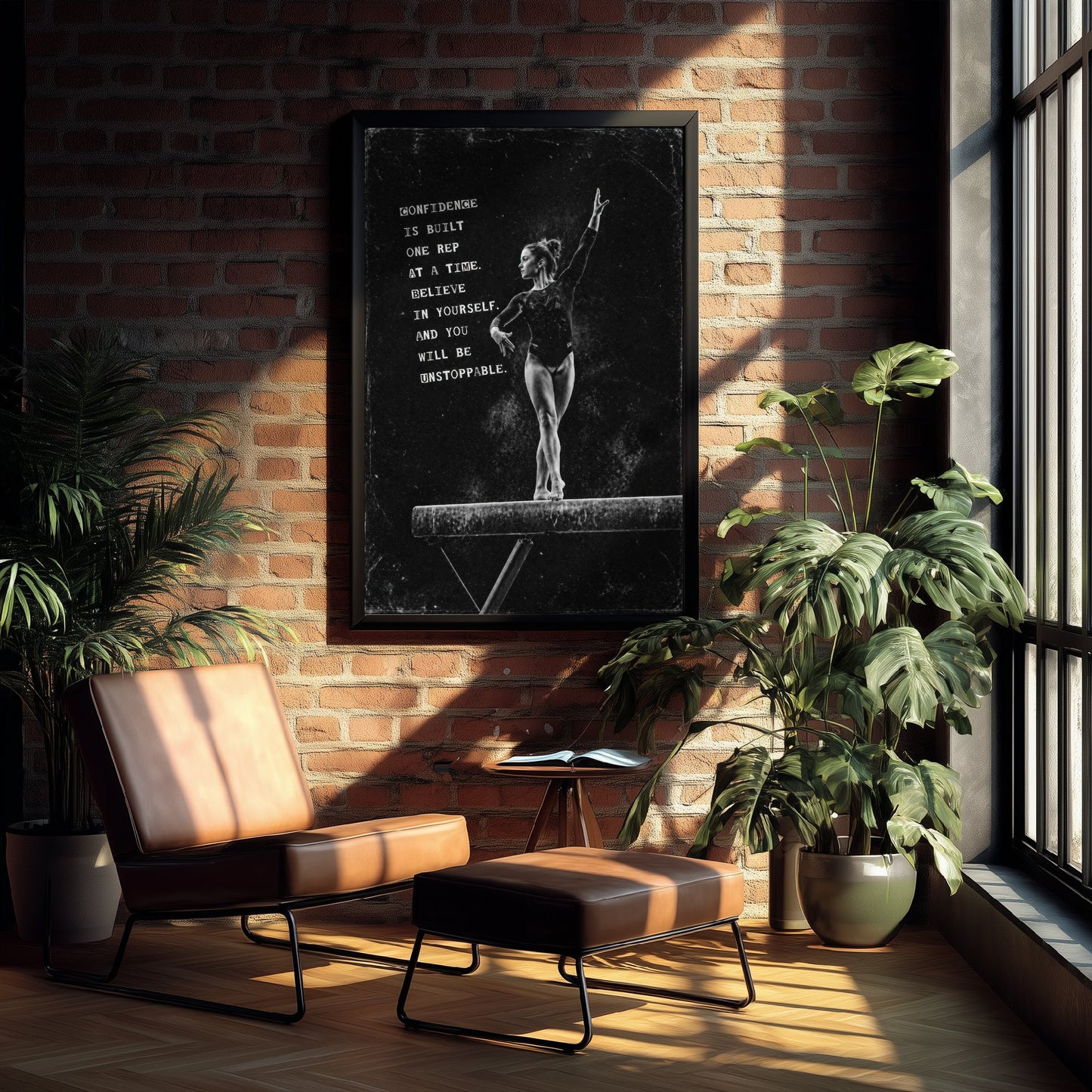 Gymnastics Motivational Poster - "Confidence Is Built One Rep At A Time" - Photo Art Print - Gymnast Gift 2/3