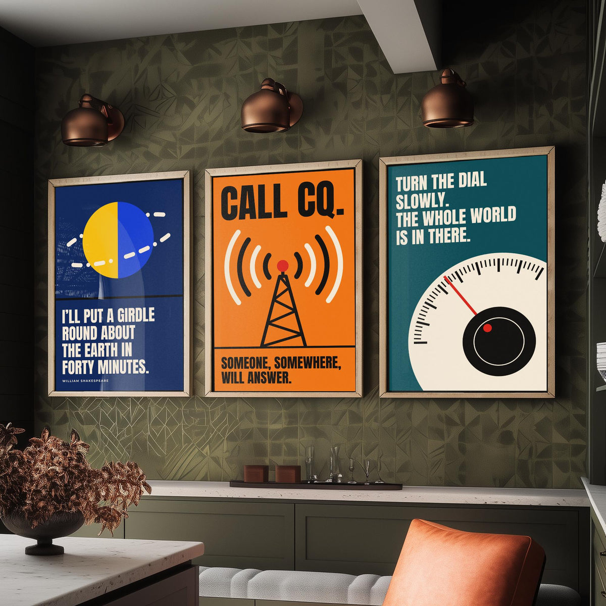 Ham Radio Quotes Set of Three Art Prints - 3 Bauhaus Amateur Radio Posters - Minimalist Tech Wall Art Illustration V1