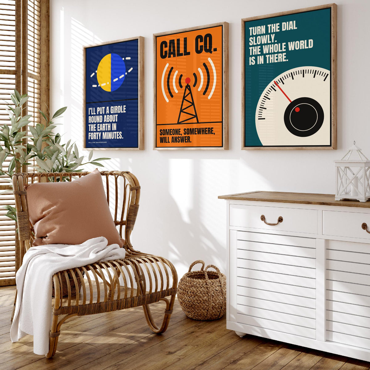 Ham Radio Quotes Set of Three Art Prints - 3 Bauhaus Amateur Radio Posters - Minimalist Tech Wall Art Illustration V1