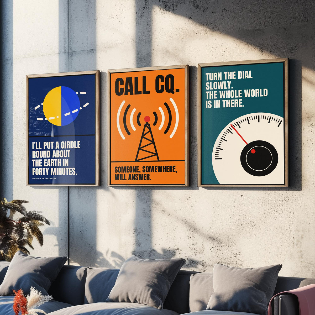 Ham Radio Quotes Set of Three Art Prints - 3 Bauhaus Amateur Radio Posters - Minimalist Tech Wall Art Illustration V1
