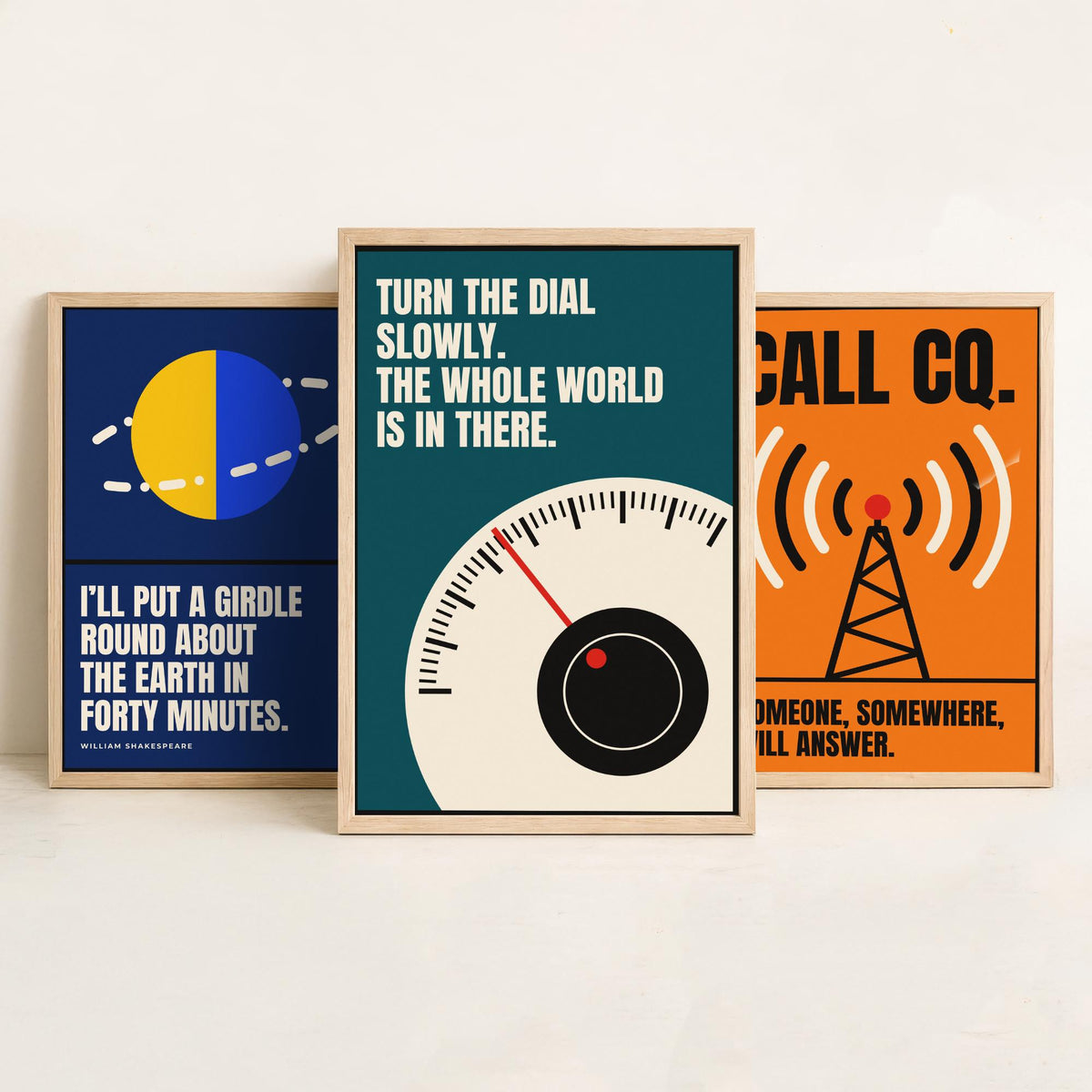 Ham Radio Quotes Set of Three Art Prints - 3 Bauhaus Amateur Radio Posters - Minimalist Tech Wall Art Illustration V1