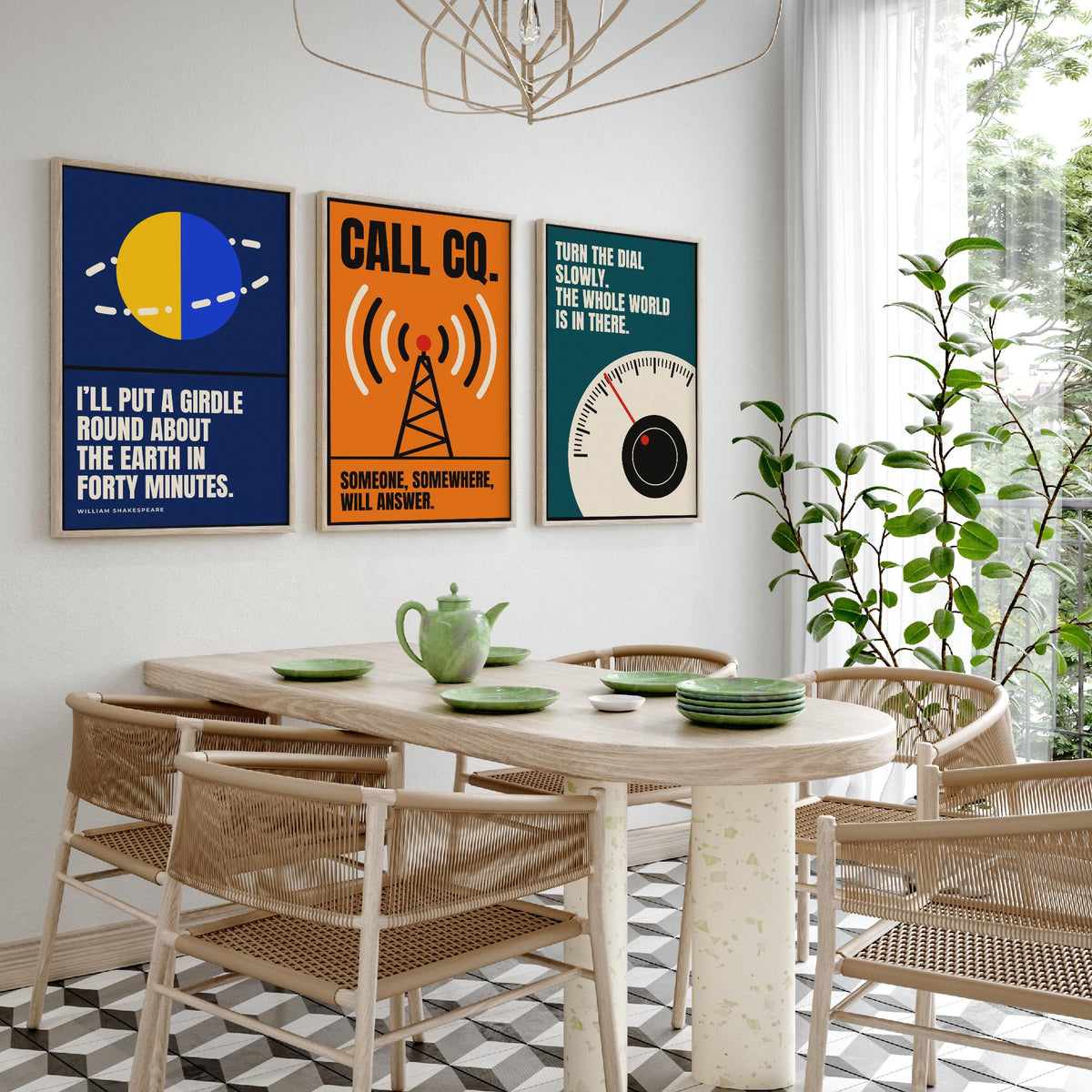 Ham Radio Quotes Set of Three Art Prints - 3 Bauhaus Amateur Radio Posters - Minimalist Tech Wall Art Illustration V1