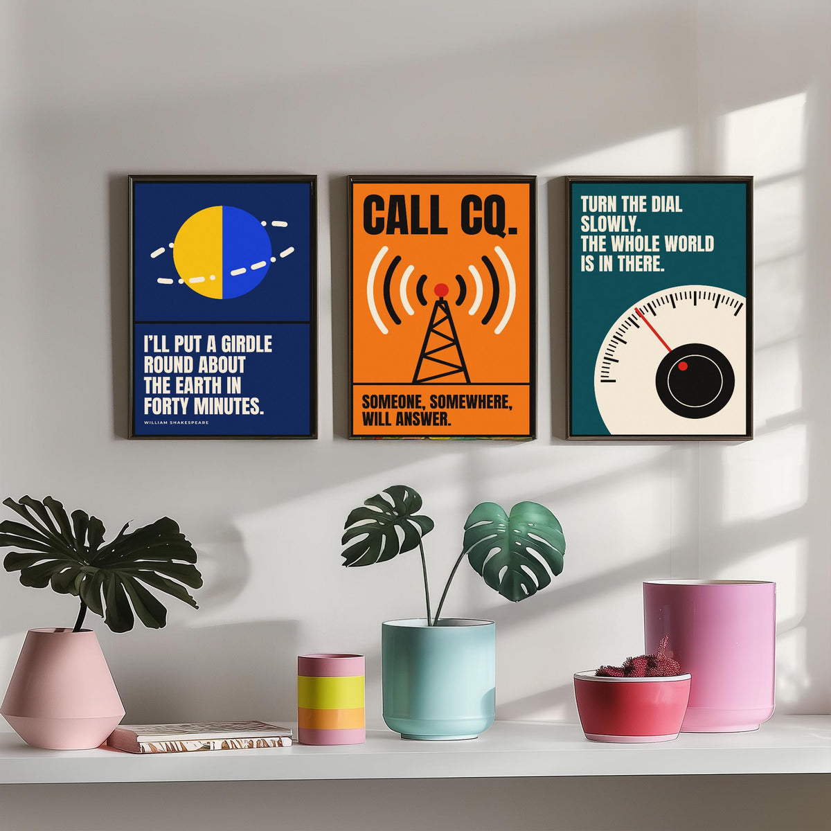 Ham Radio Quotes Set of Three Art Prints - 3 Bauhaus Amateur Radio Posters - Minimalist Tech Wall Art Illustration V1