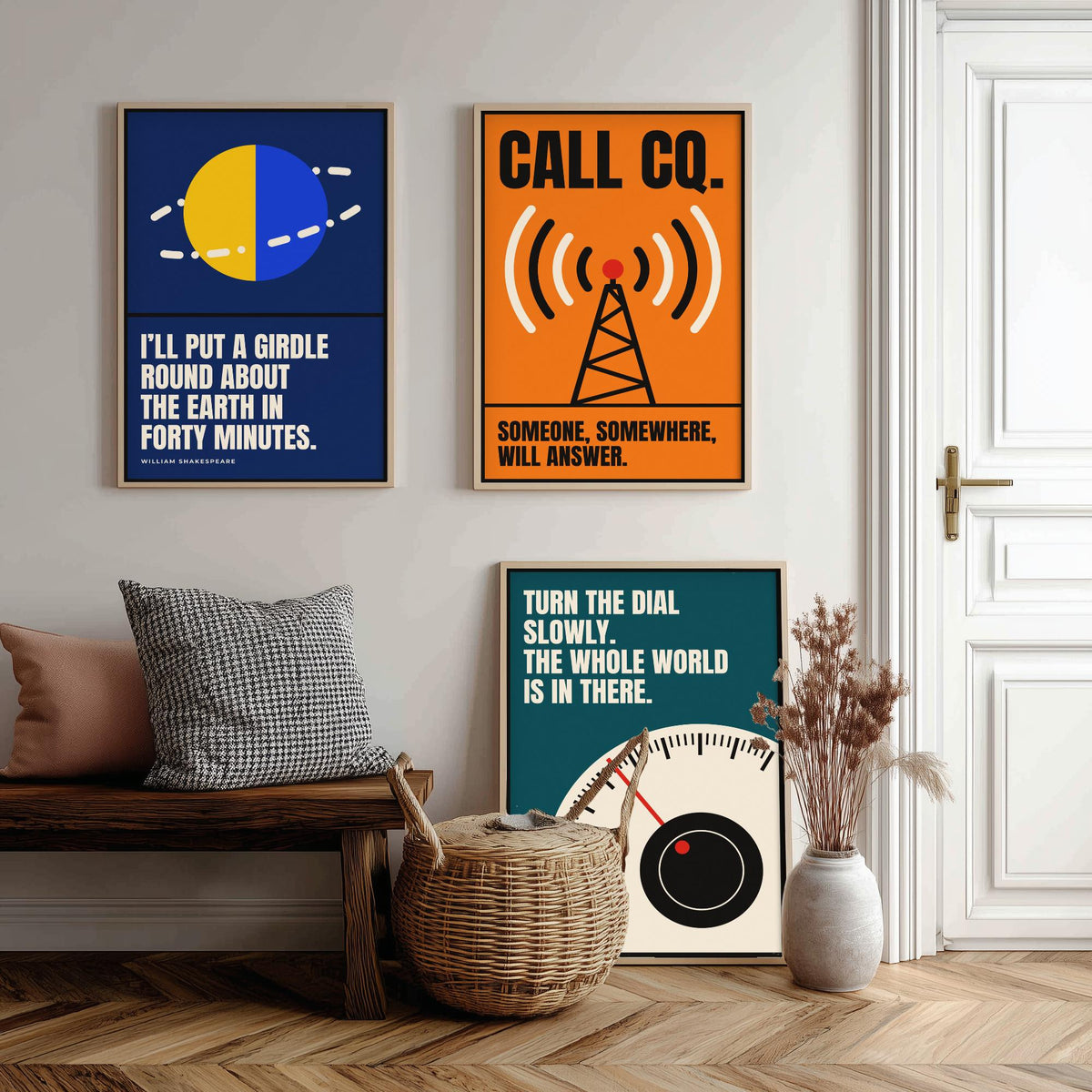 Ham Radio Quotes Set of Three Art Prints - 3 Bauhaus Amateur Radio Posters - Minimalist Tech Wall Art Illustration V1
